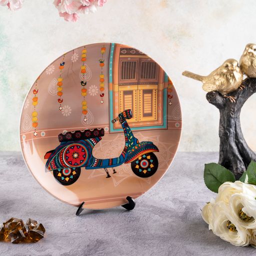 Decorative Wall Plates - Rejoicing scooter ride