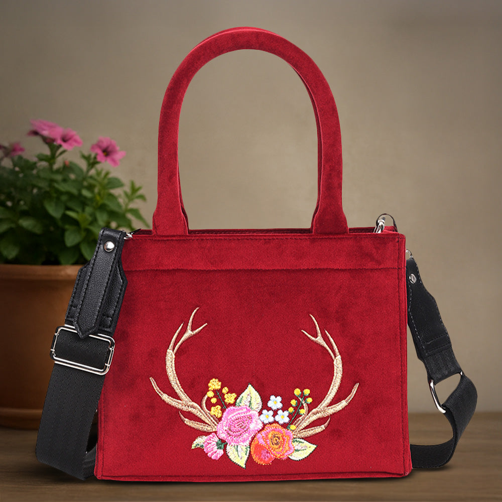 Stag Velvet Hand Bag
