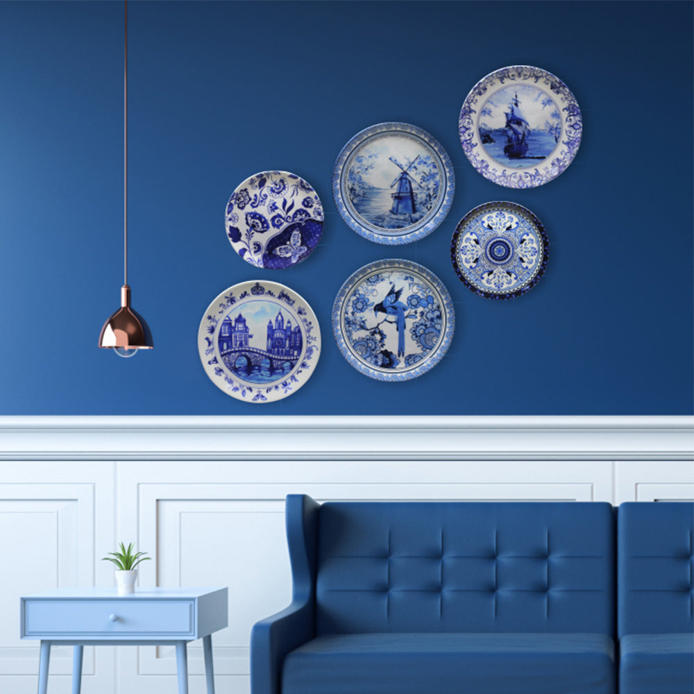 Decorative Wall Plate Combo (Set of 6) - Dutch Blue Pottery