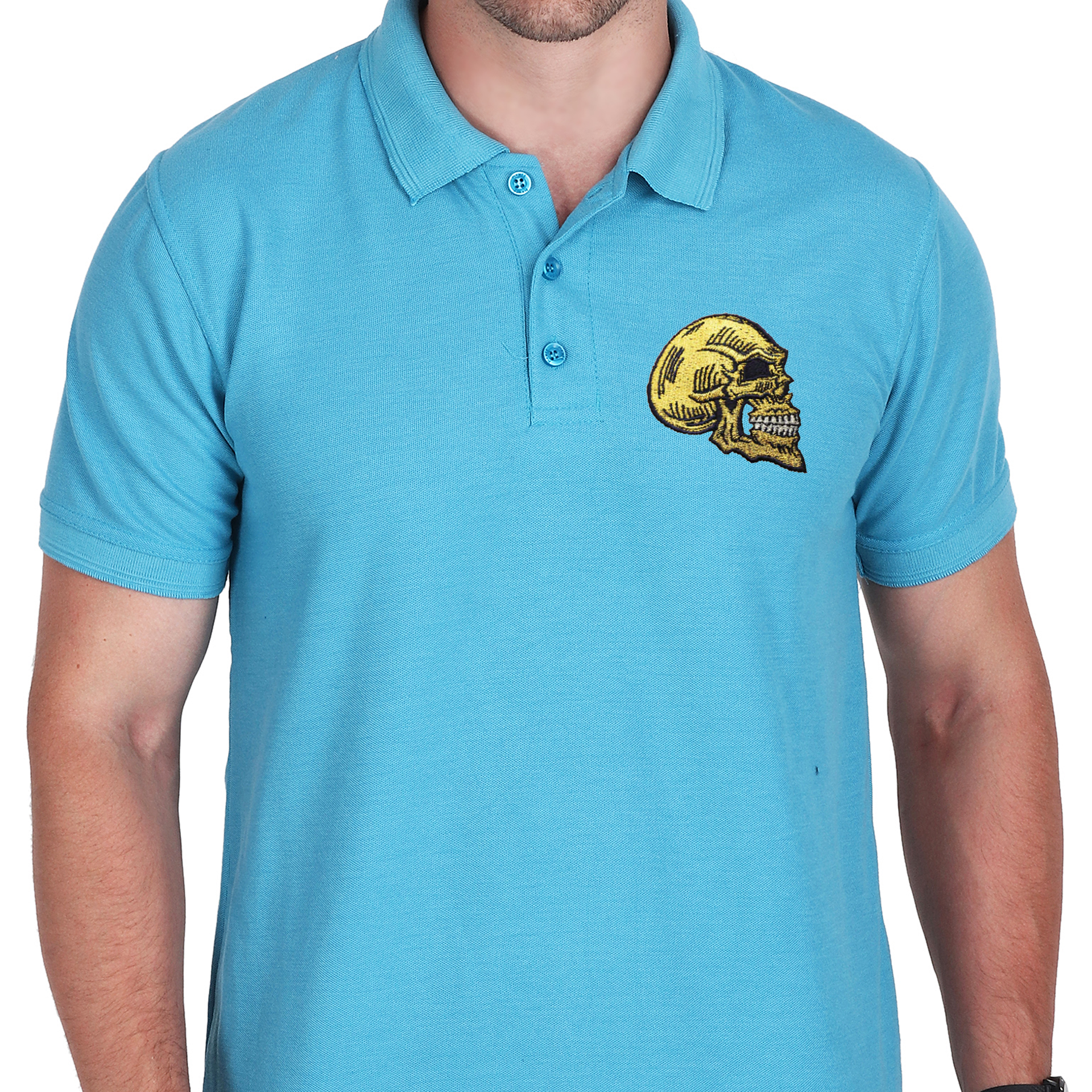 Embroidered T-Shirt - Golden Skull