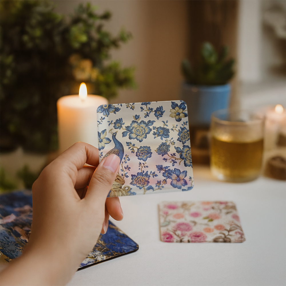 Acrylic transparent Coasters (Set of 2) - Royal Plumage Paradise