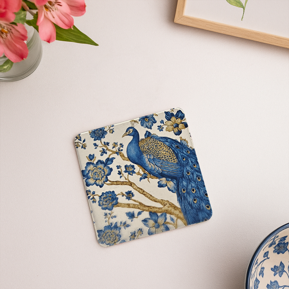 Acrylic transparent Coasters (Set of 2) - Royal Plumage Paradise