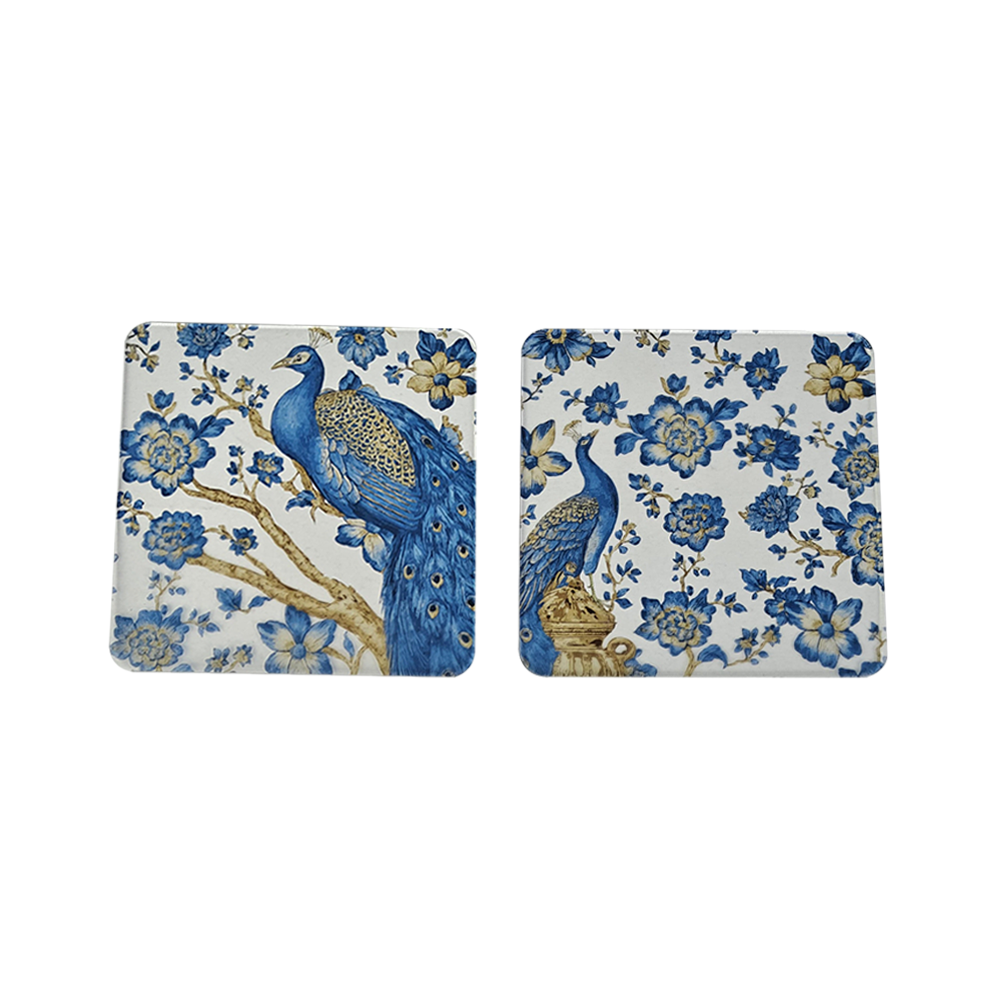 Acrylic transparent Coasters (Set of 2) - Royal Plumage Paradise
