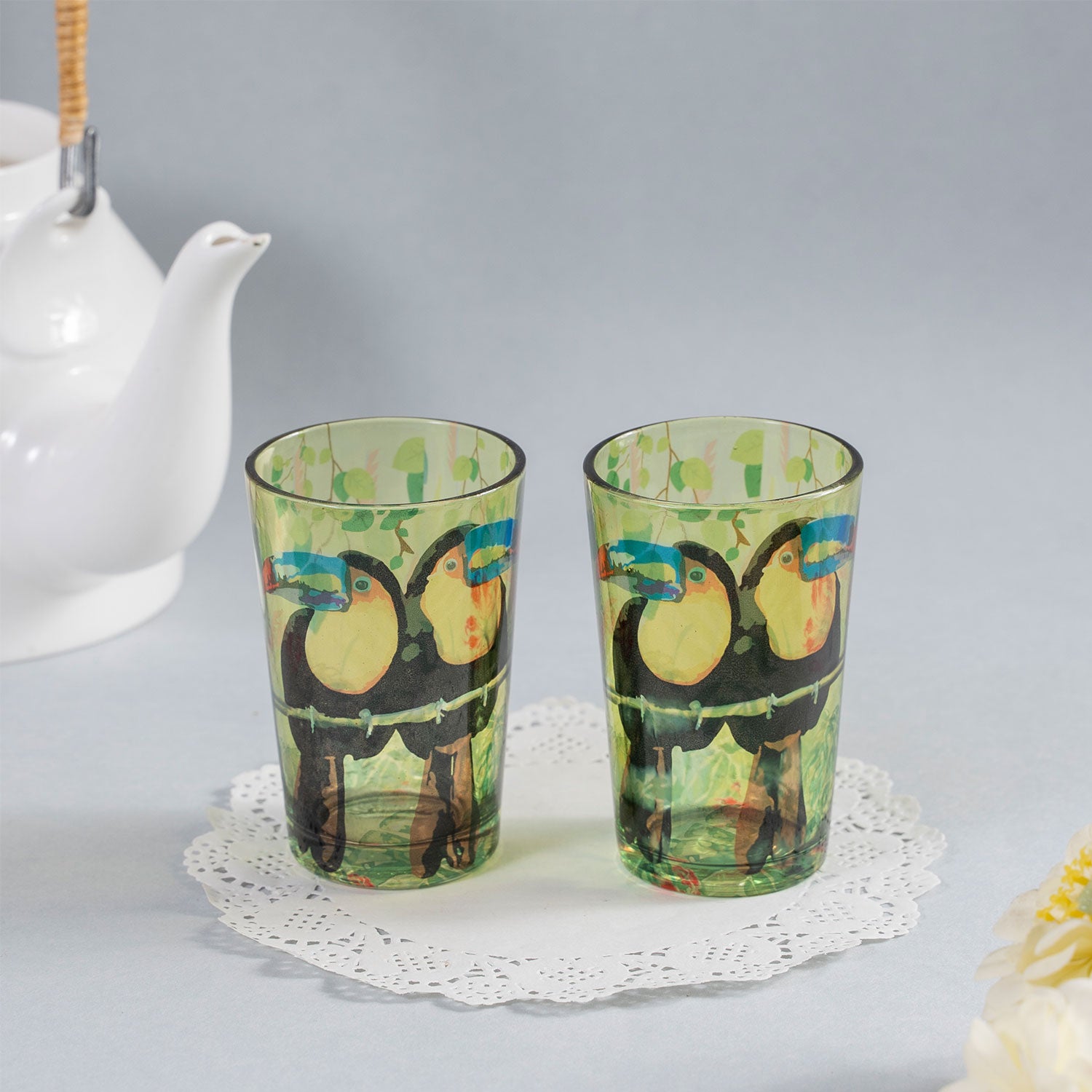 Chai Glasses -Tropical Rain Forest World Toucan