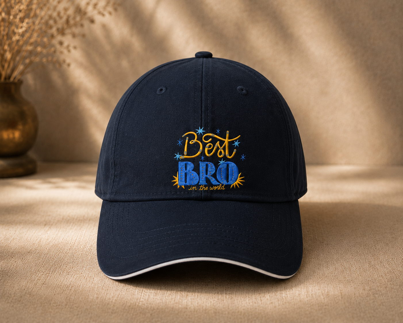 Cap Best Bro Text Navy Blue Color Baseball Cap