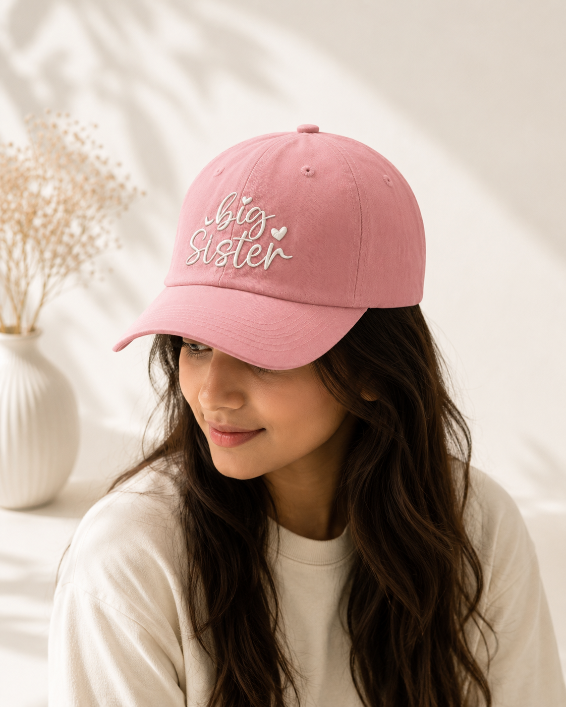 Cap Big Sister Text Pink Color Baseball Cap
