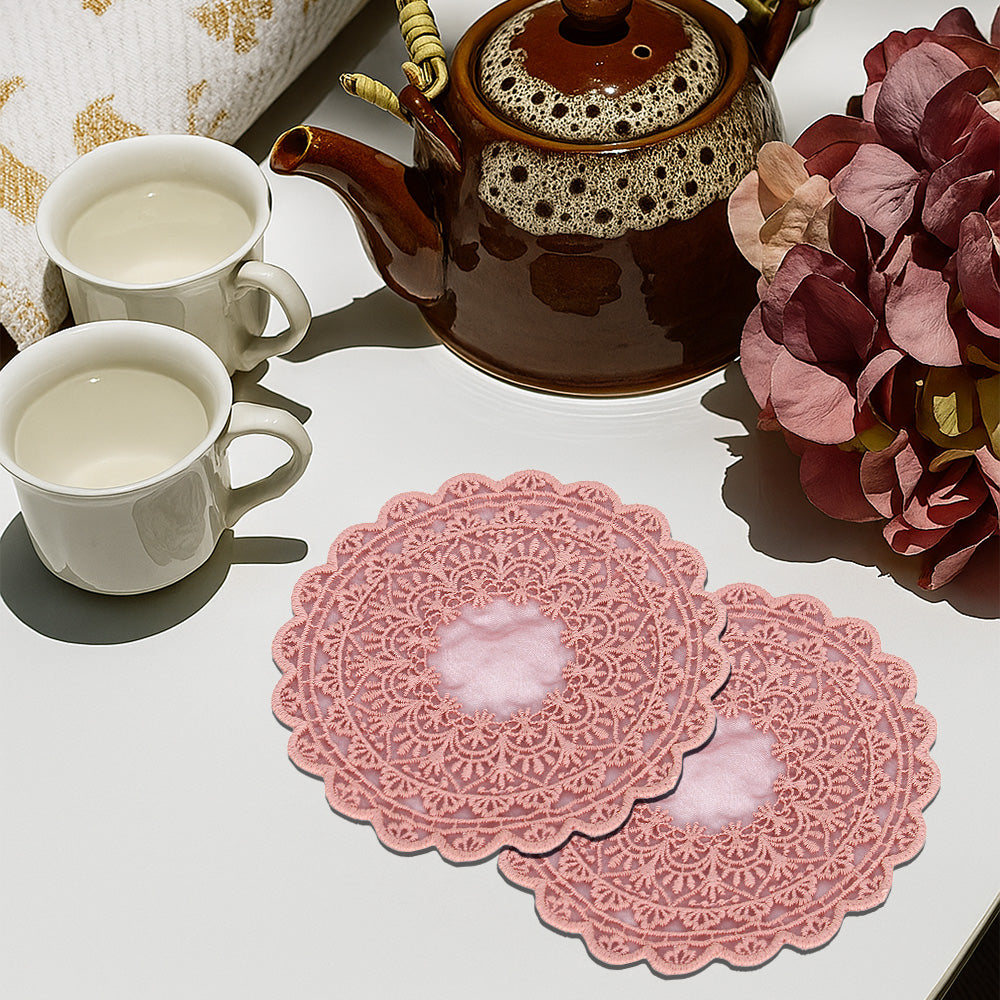 Embroidered Coaster - Pink