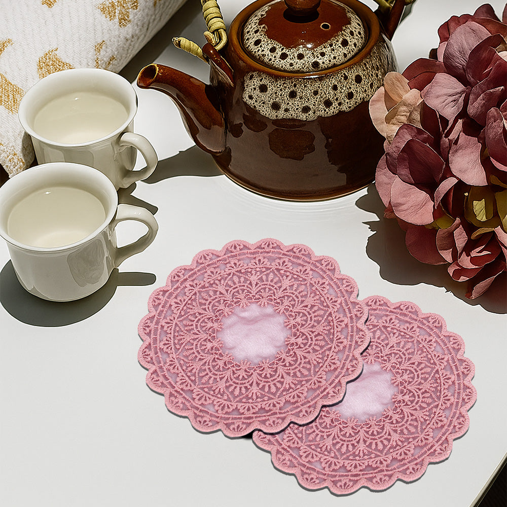 Embroidered Coaster - Classic Soft Pink