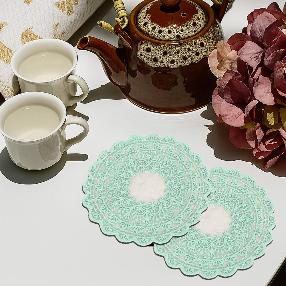 Embroidered Coaster - Mint