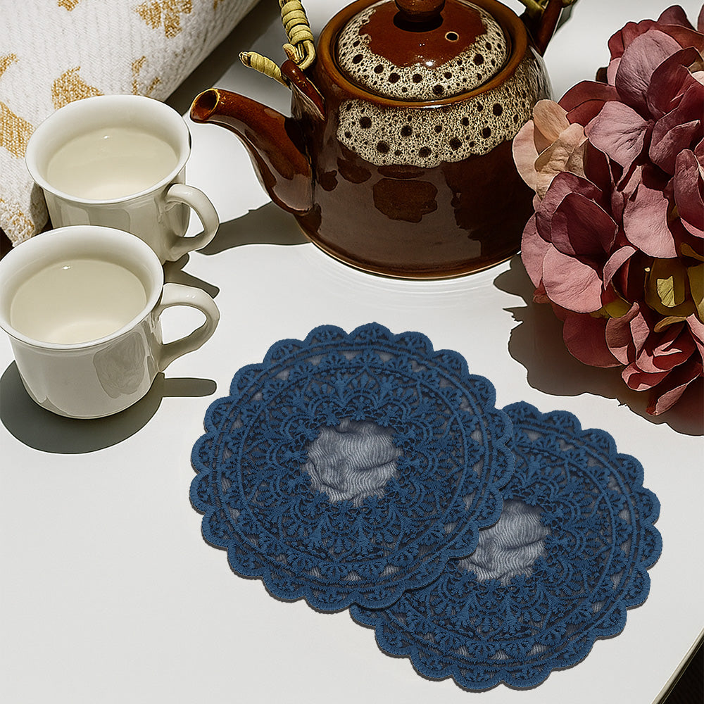 Embroidered Coaster - Midnight Blue
