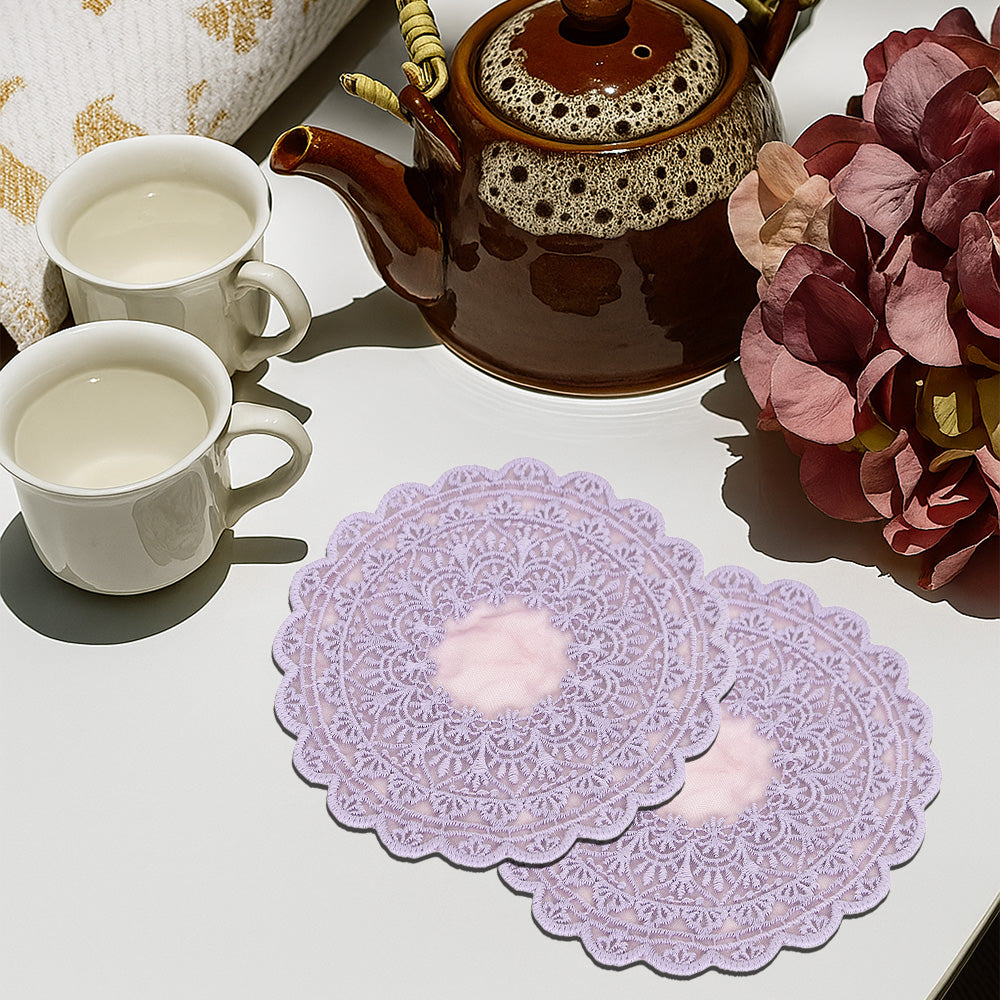 Embroidered Coaster - Lavender