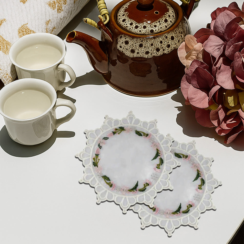 Embroidered Coaster - Cherry Blossom