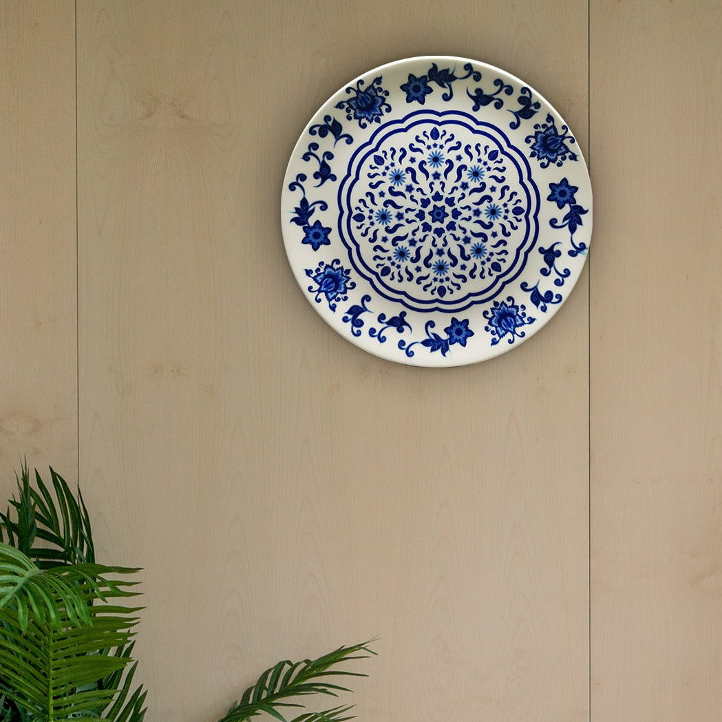 Decorative Wall Plates - Floral Blue pottery