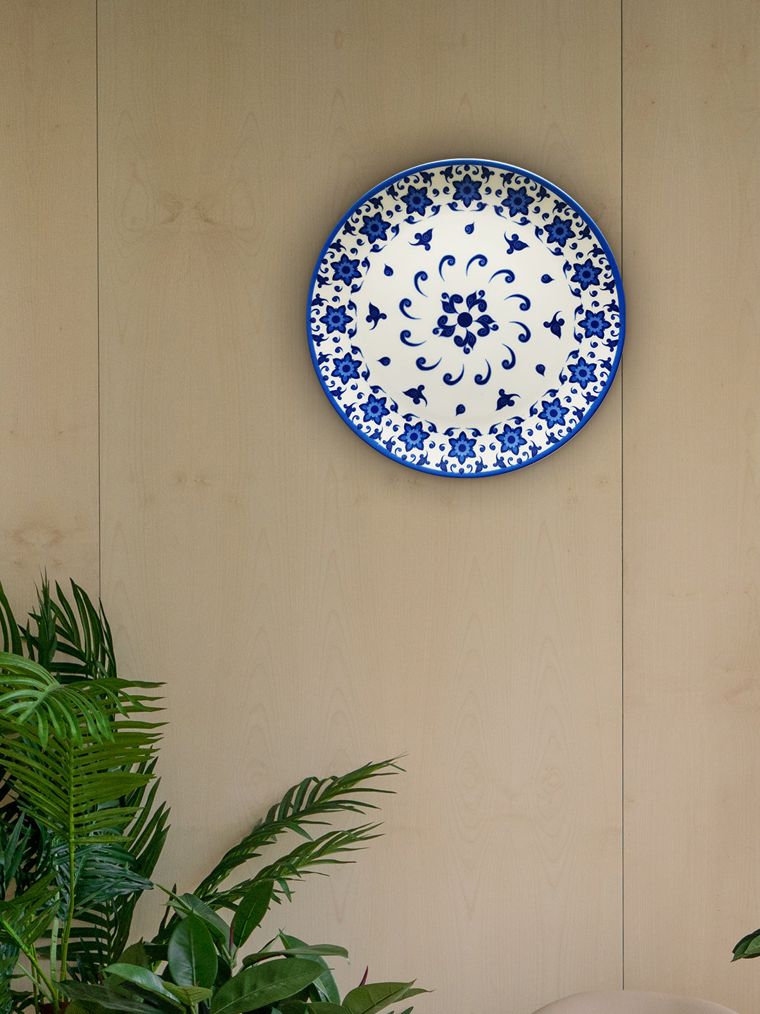 Decorative Wall Plates - Floral Blue pottery