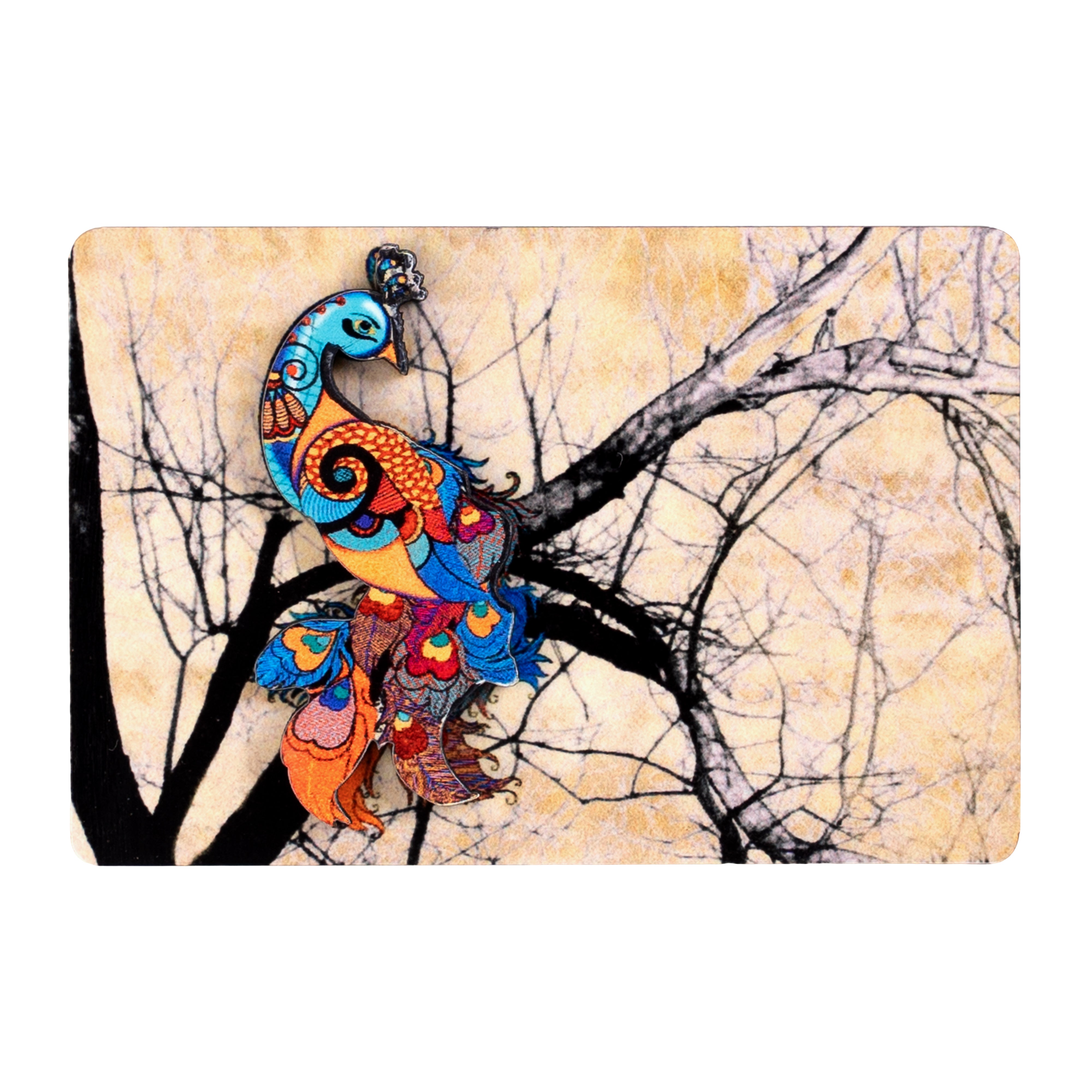 Fridge Magnets - 3D Rectangle Charismatic Peacock