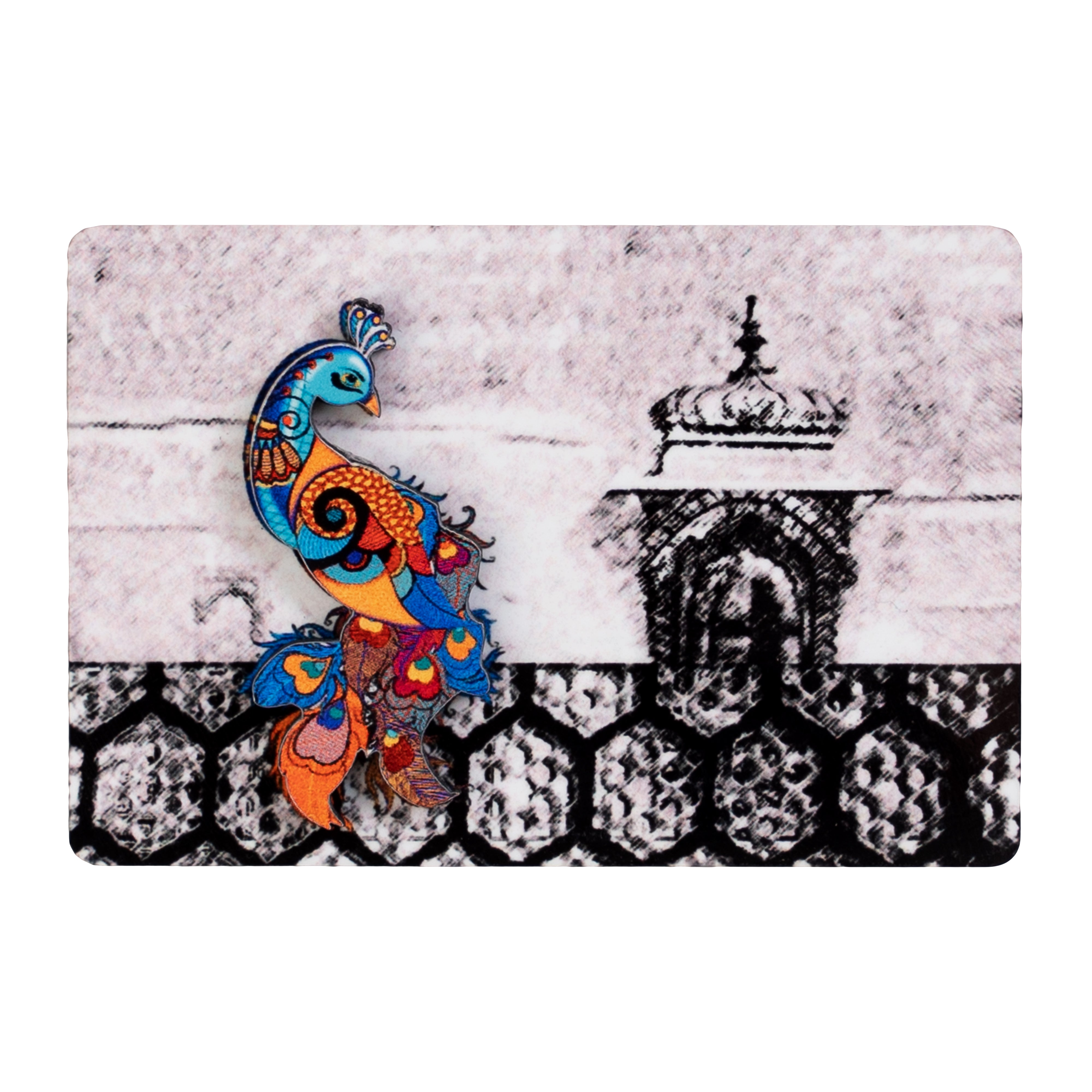 Fridge Magnets - 3D Rectangle Peacock