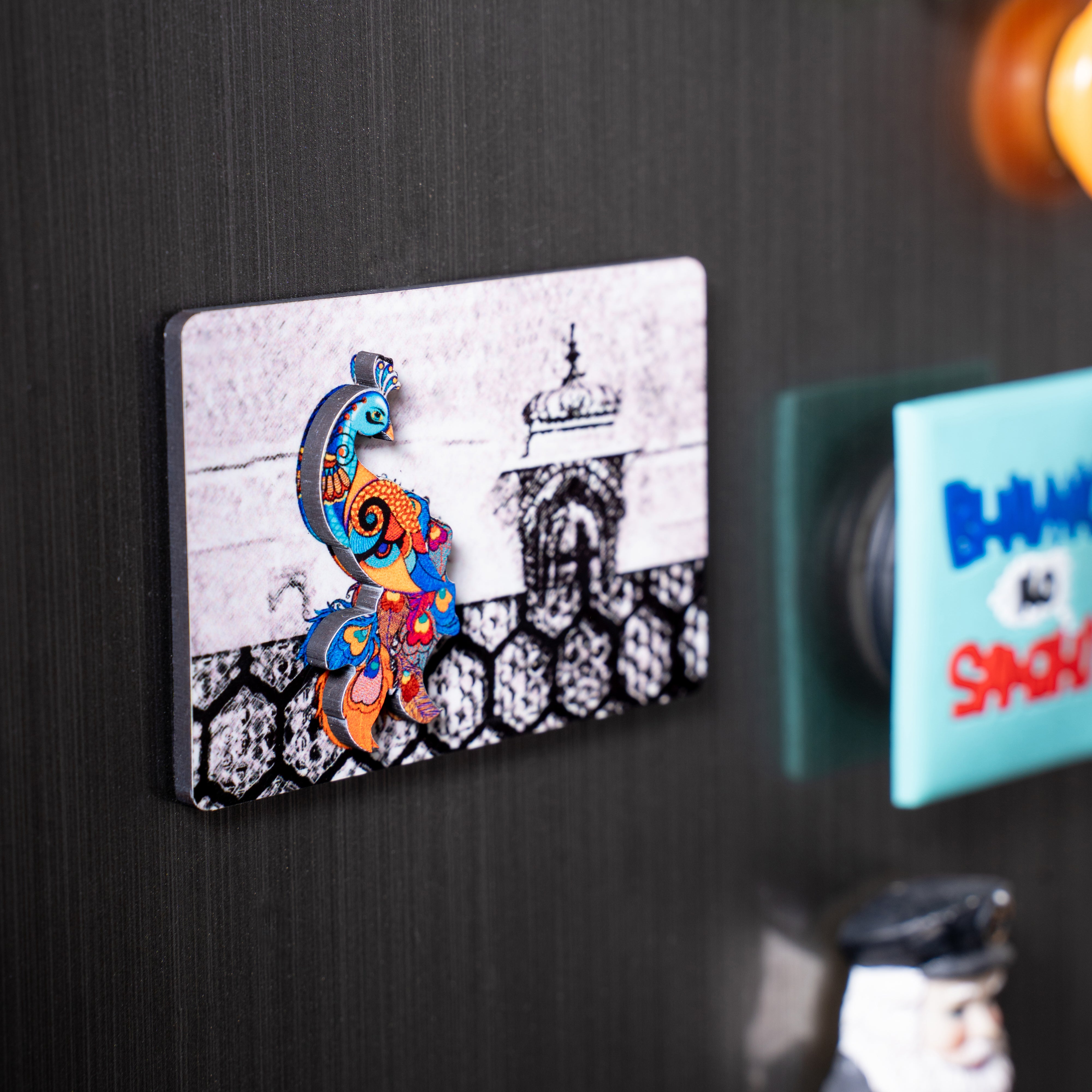 Fridge Magnets - 3D Rectangle Peacock