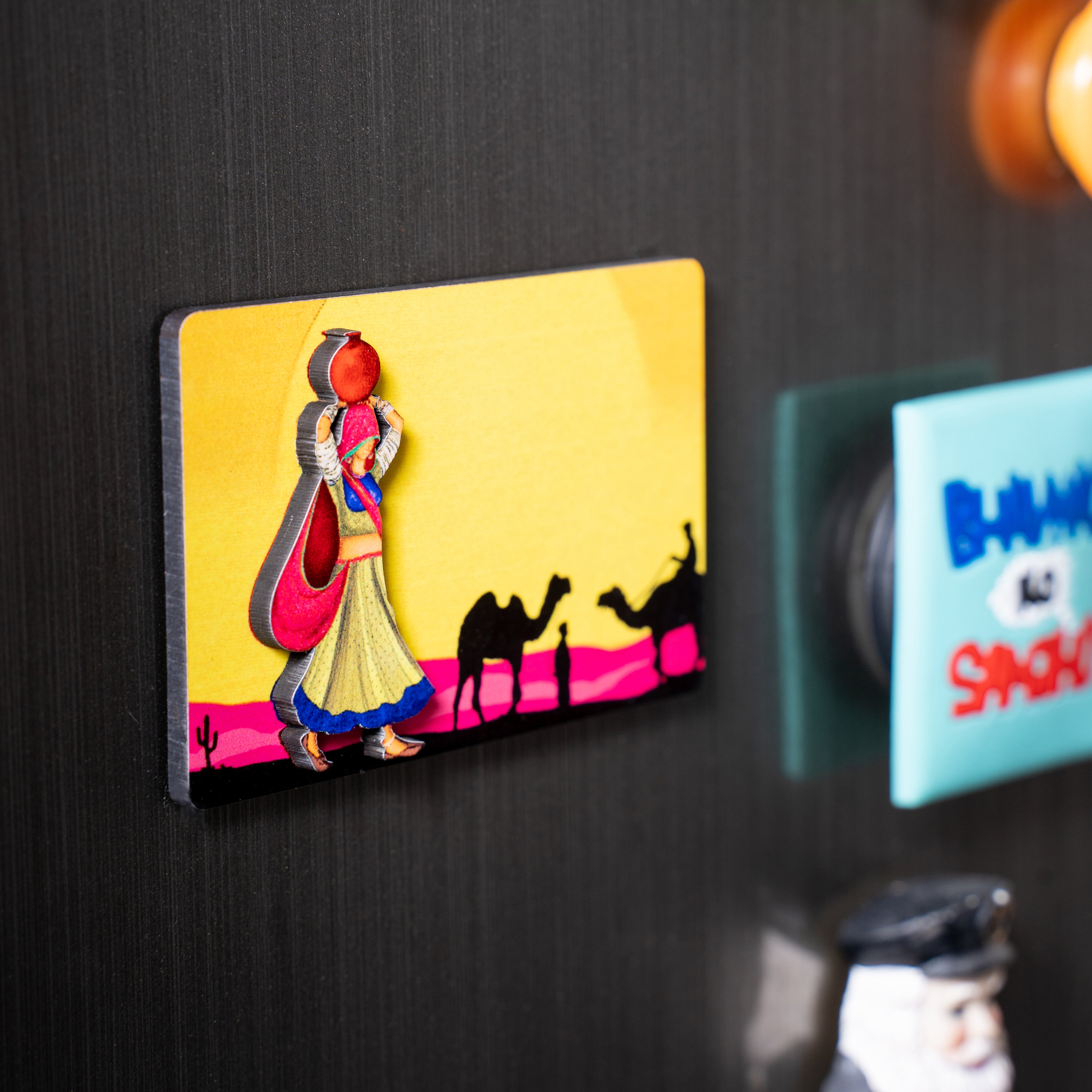 Fridge Magnets - 3D Rectangle Rajasthani Nomad Girl