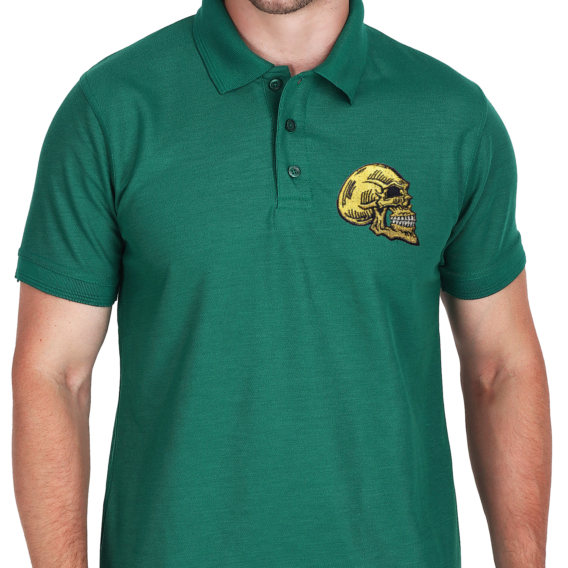 Embroidered T-Shirt - Golden Skull