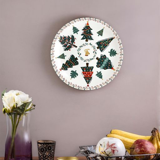 Decorative Wall Plates - A Christmas Tree and Reindeer