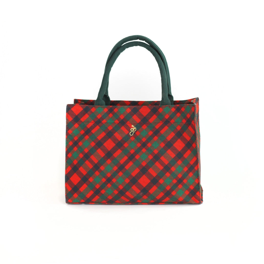 Stag Red Tartan Handbag - Medium