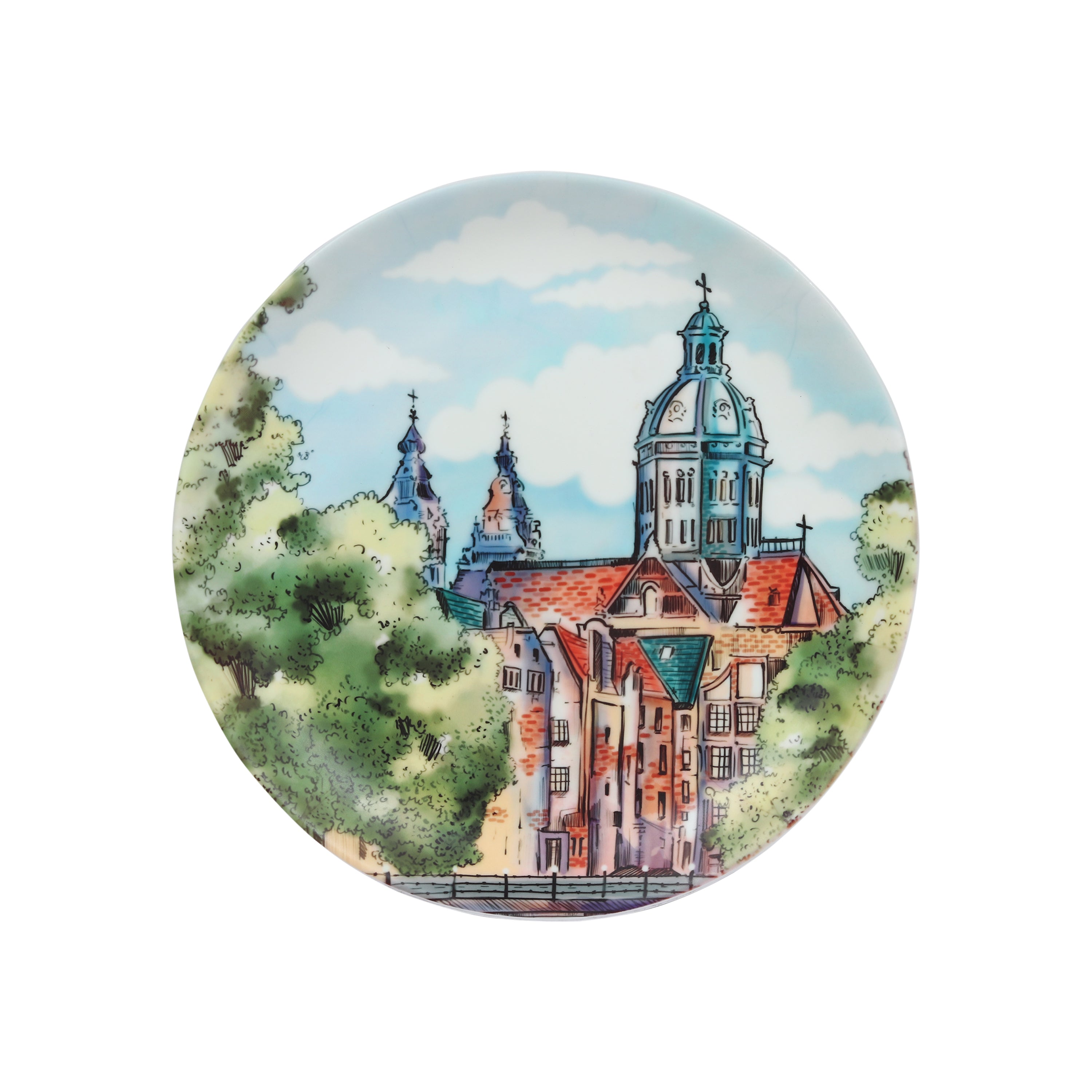 Decorative Wall Plate - European Architecture (Matte Finish)