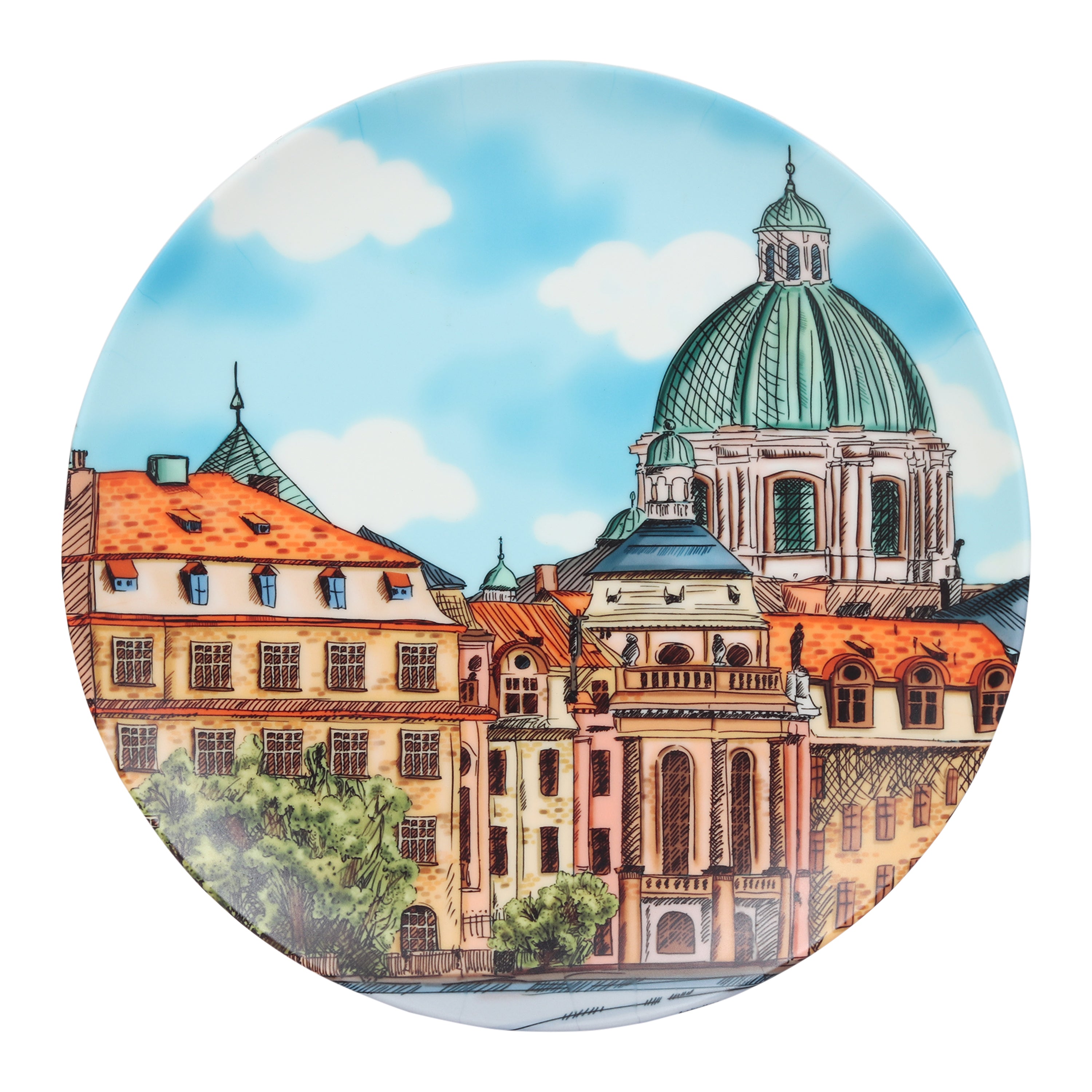 Decorative Wall Plate - European Architecture Prague ( Matte Finish)