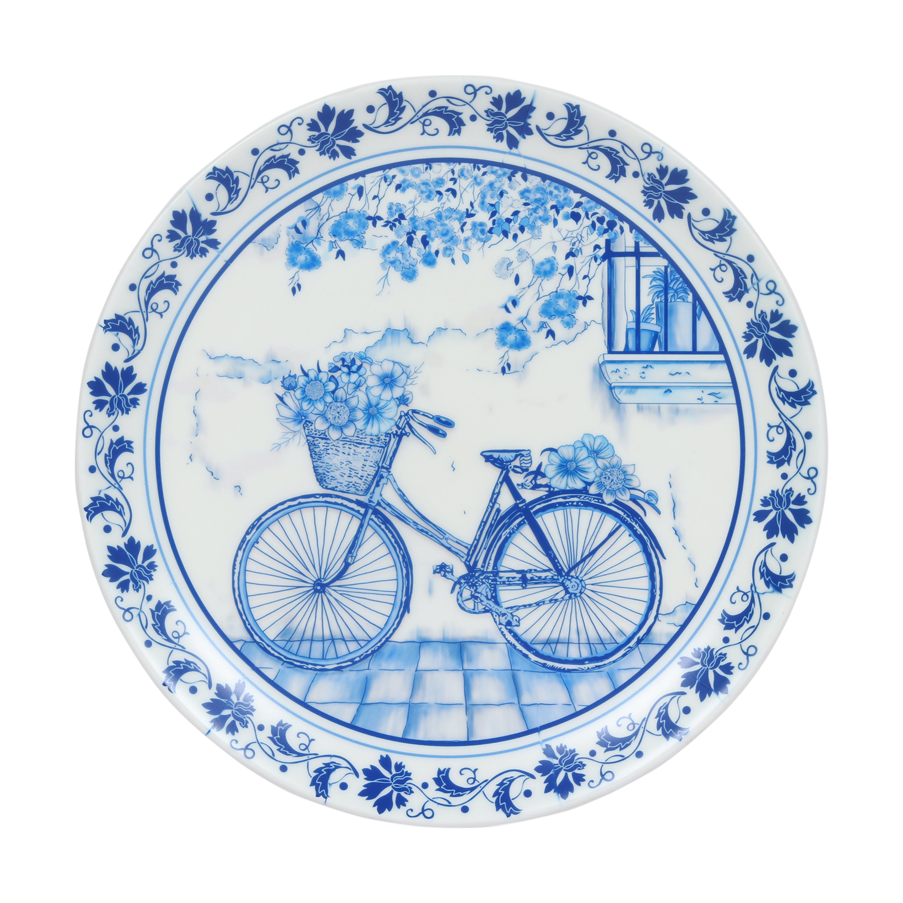 Decorative Wall Plate - Vintage Cycle Blue Pottery