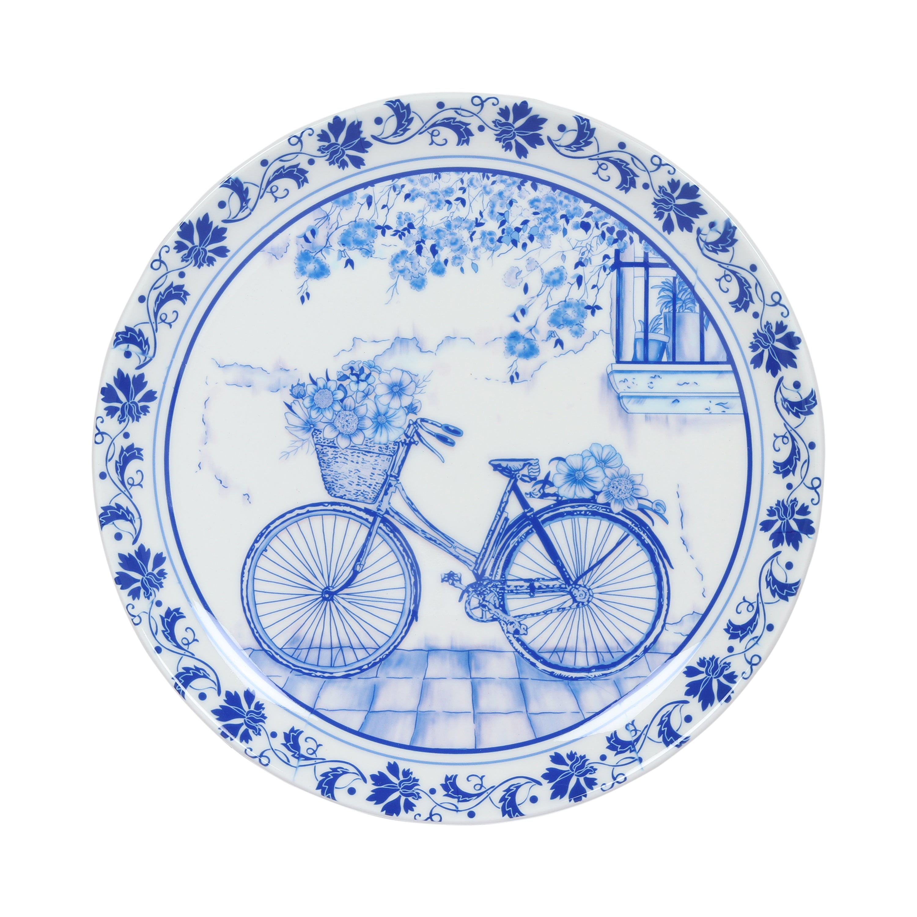 Decorative Wall Plate - Vintage Cycle Blue Pottery