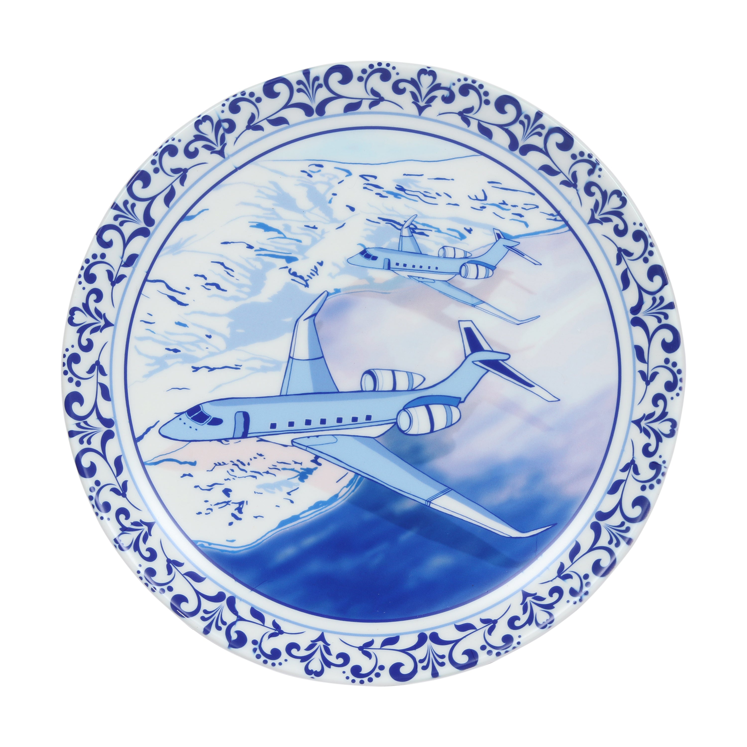 Decorative Wall Plates - Vintage Airplane Blue Pottery