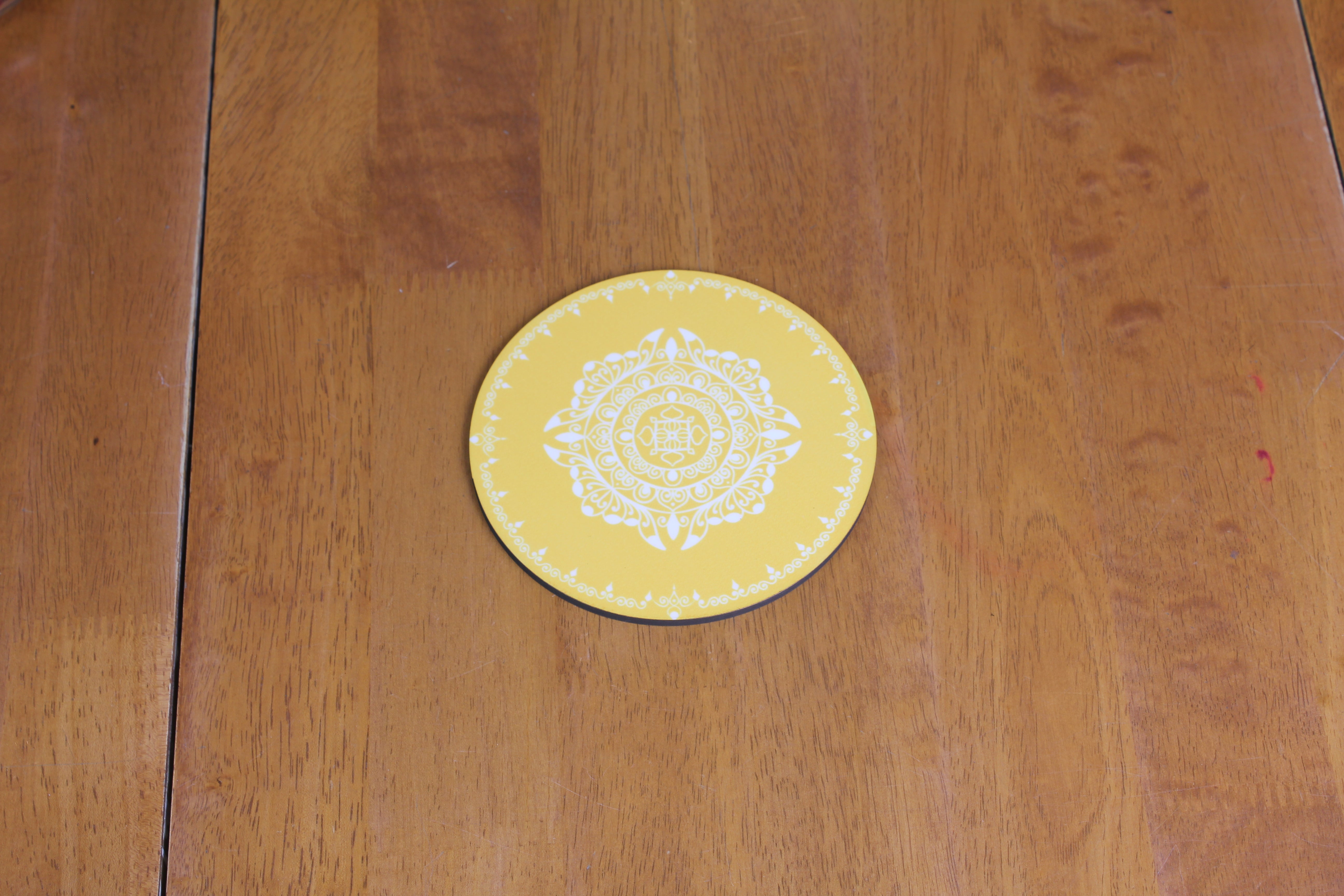 Wooden Round Coasters - Rangoli Inspired