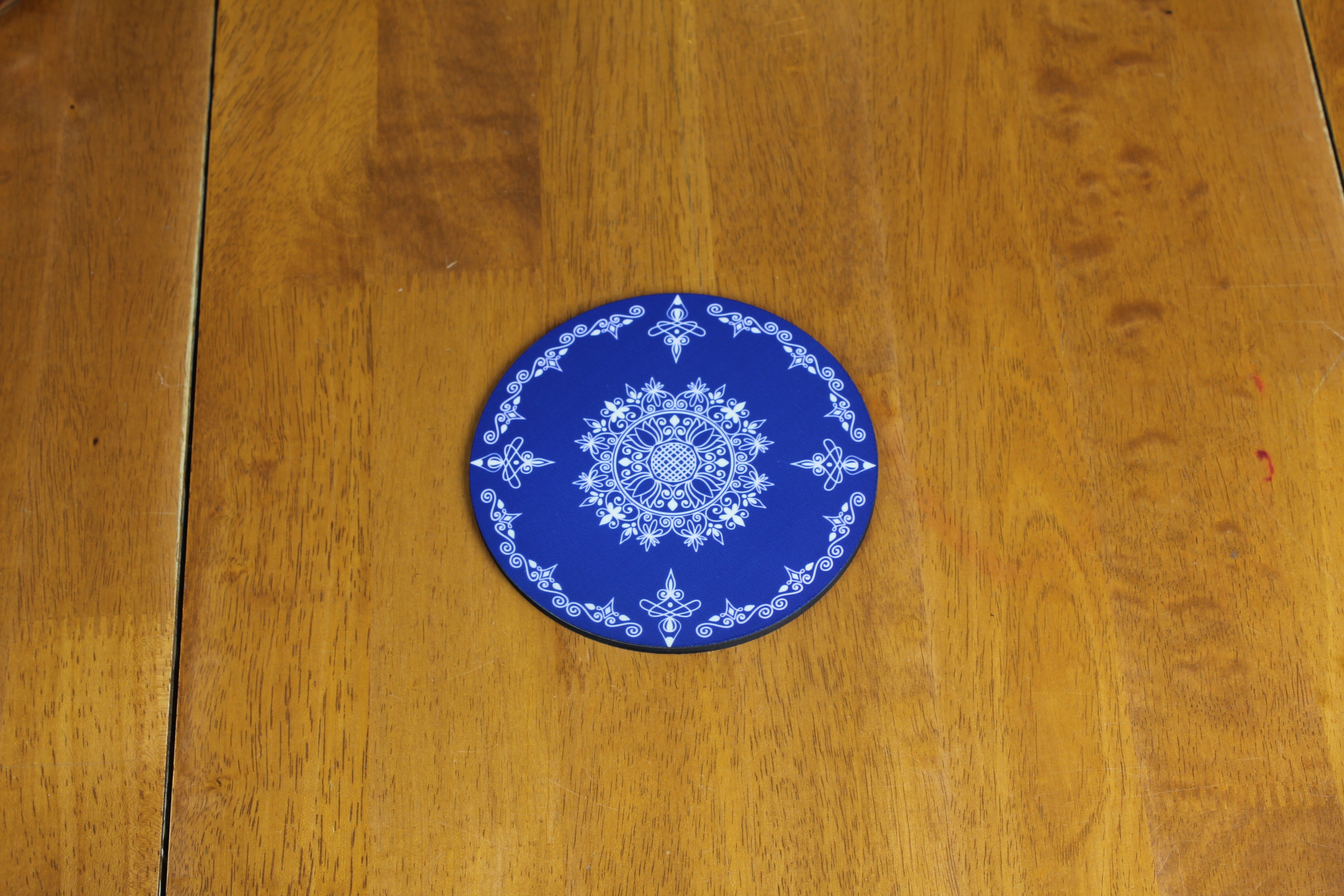 Wooden Round Coasters - Rangoli Inspired