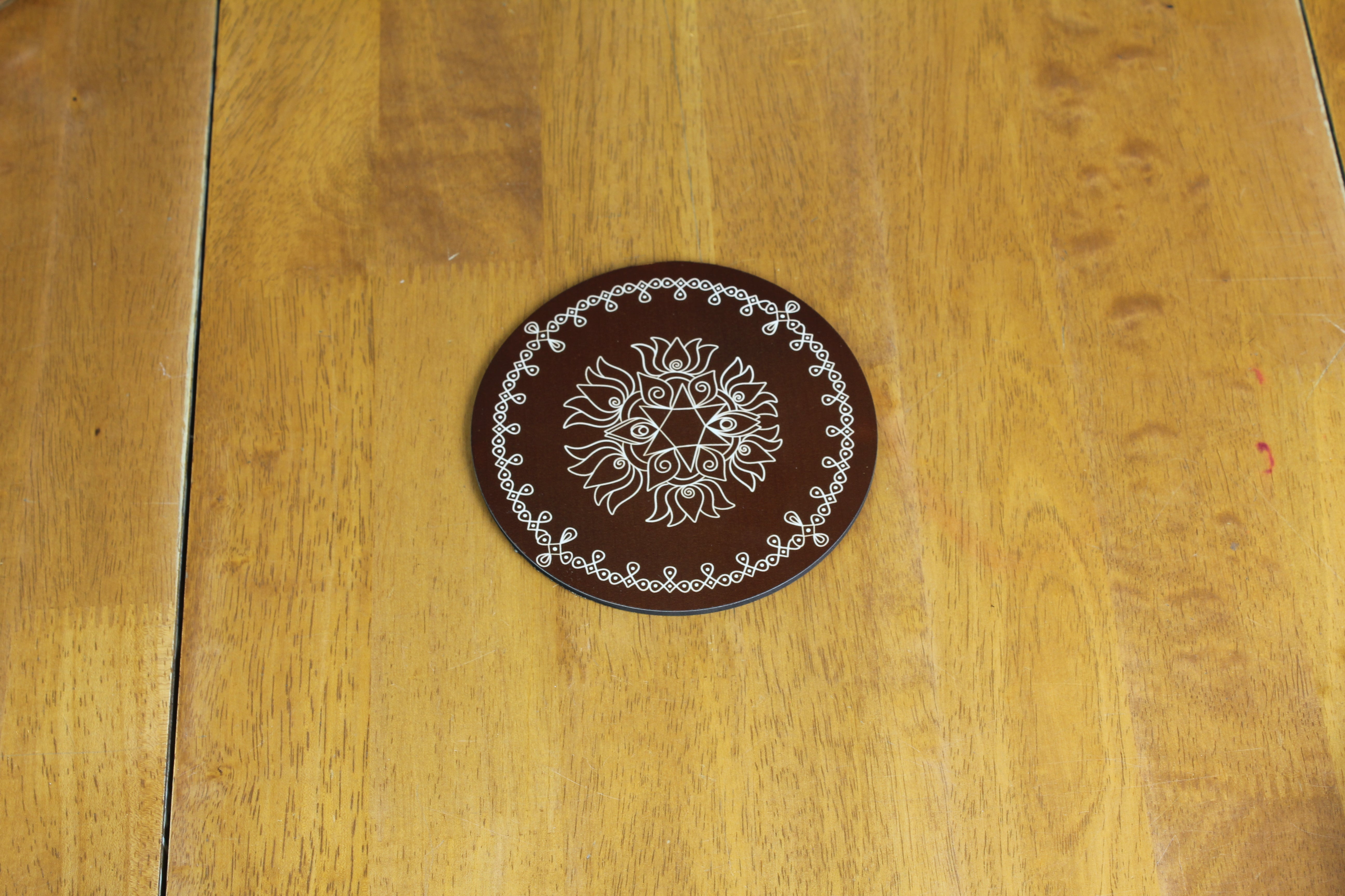 Wooden Round Coasters - Rangoli Inspired
