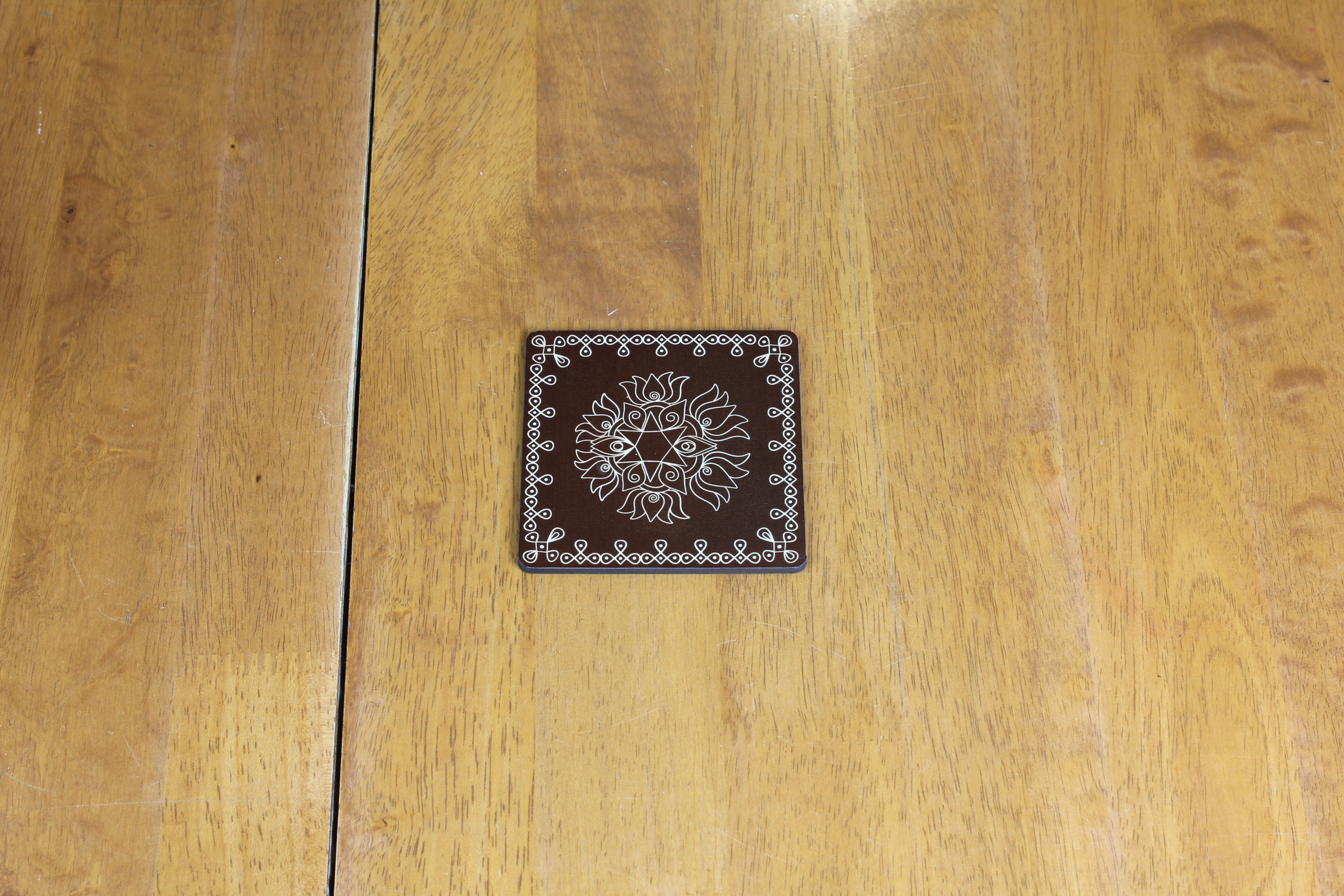 Wooden Square Coasters - Rangoli Inspired