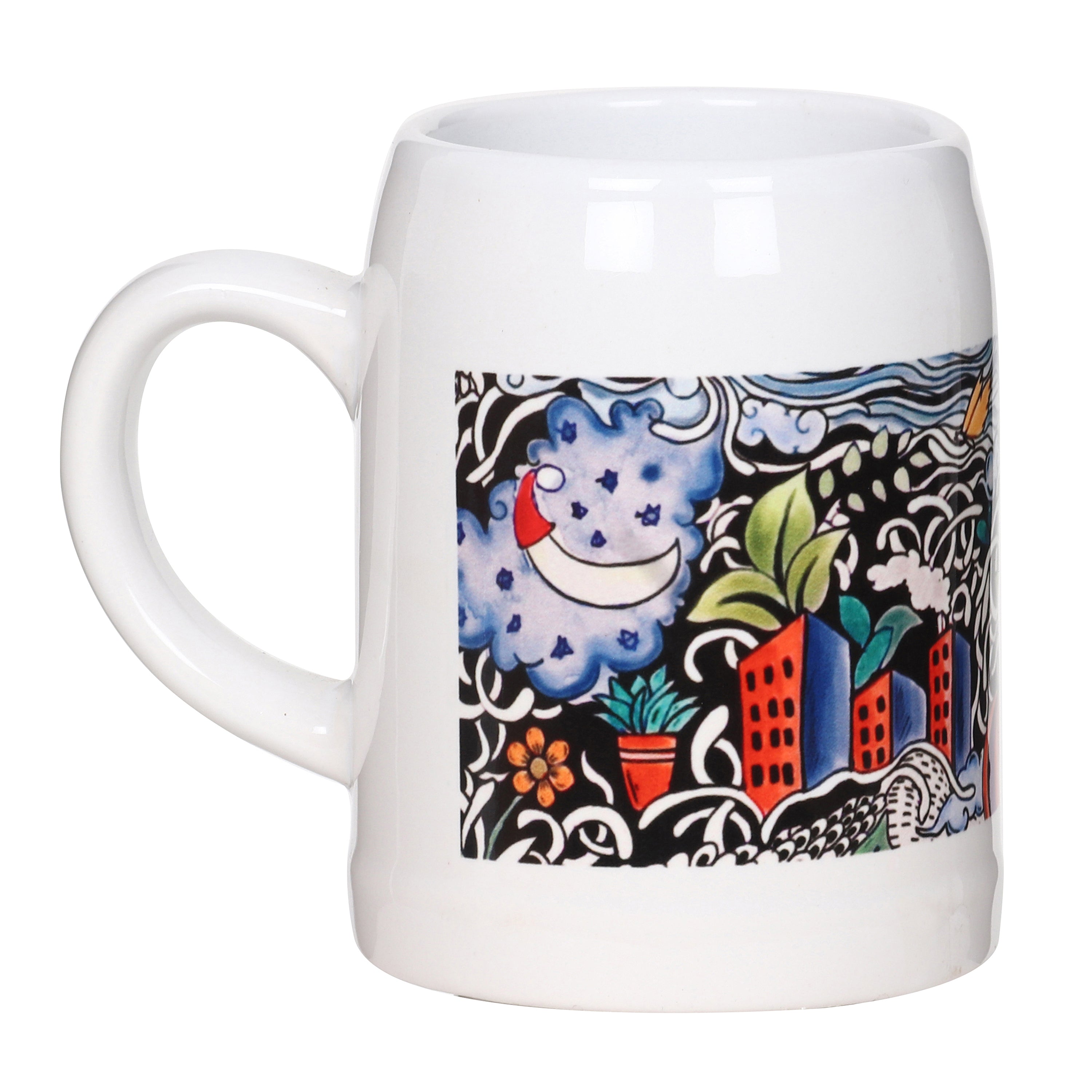 Beer Mugs - City Life Doodle Art