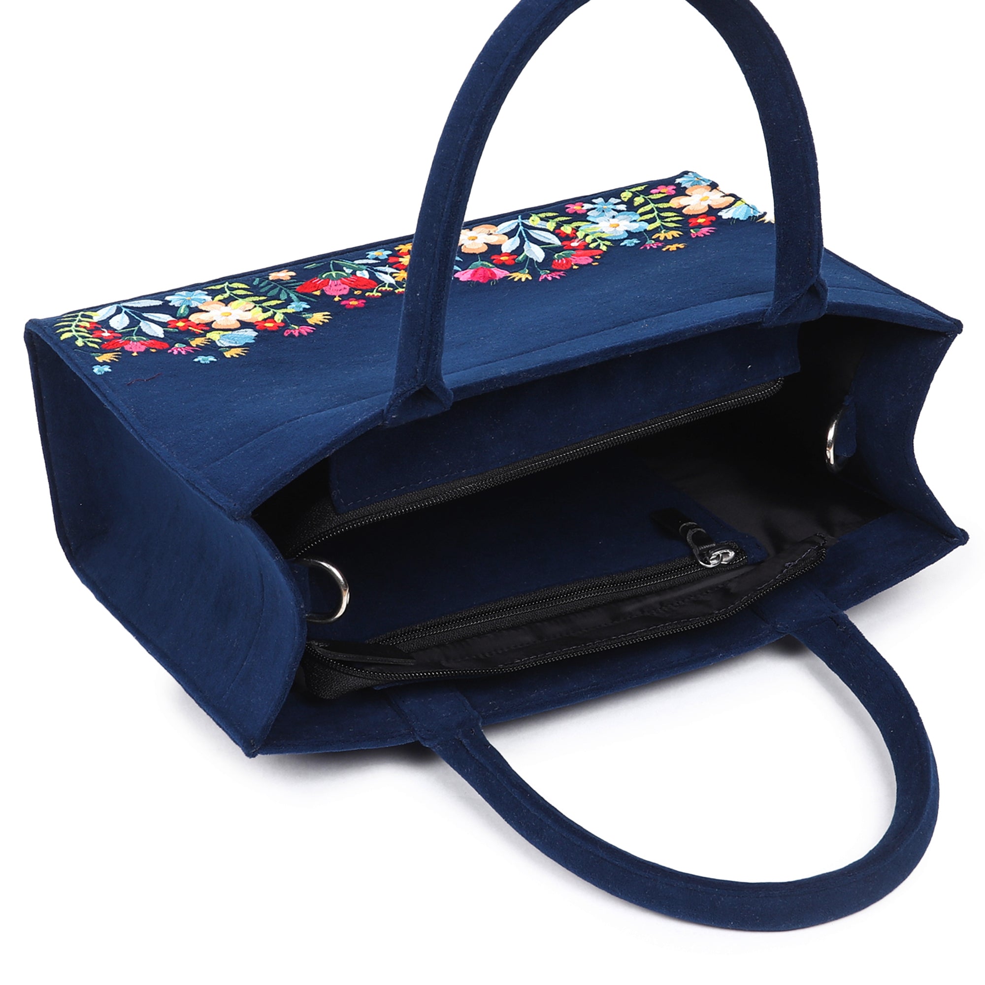 Velvet Floral Garden Embroidered Hand Bag