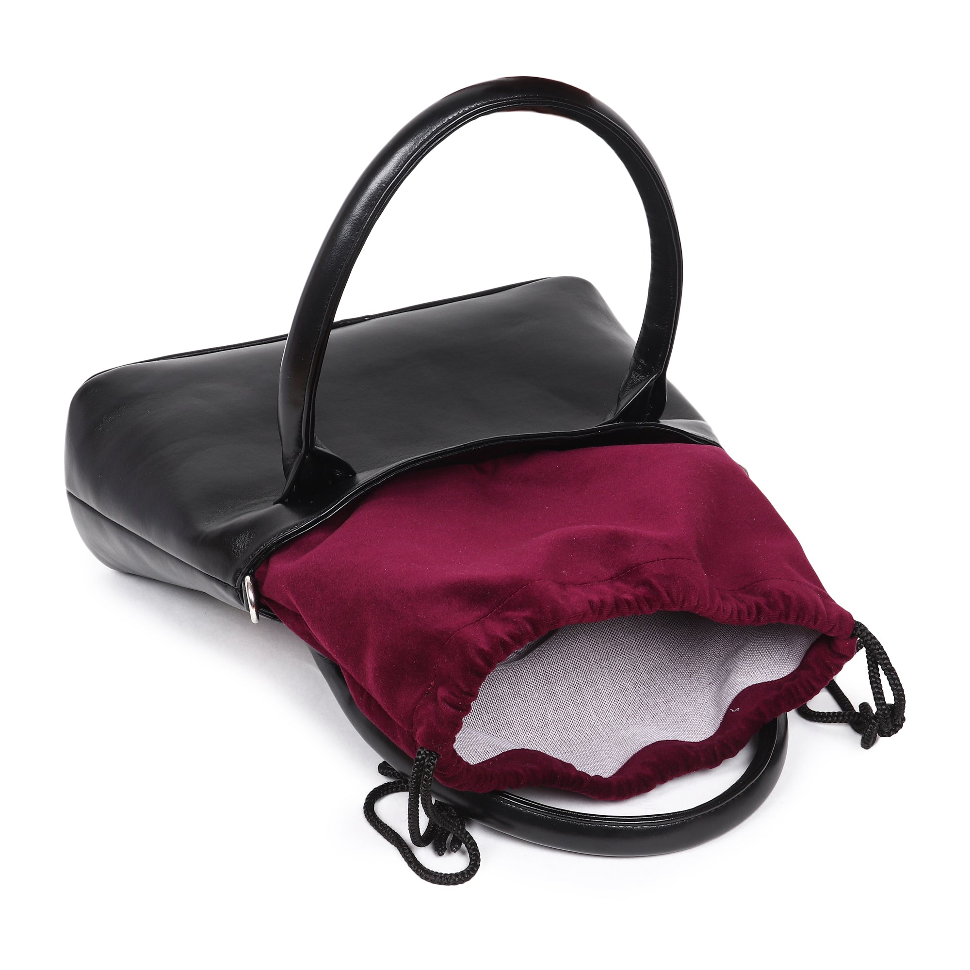 Velvet Floral Wings Embroidered Rexin Bucket Bag