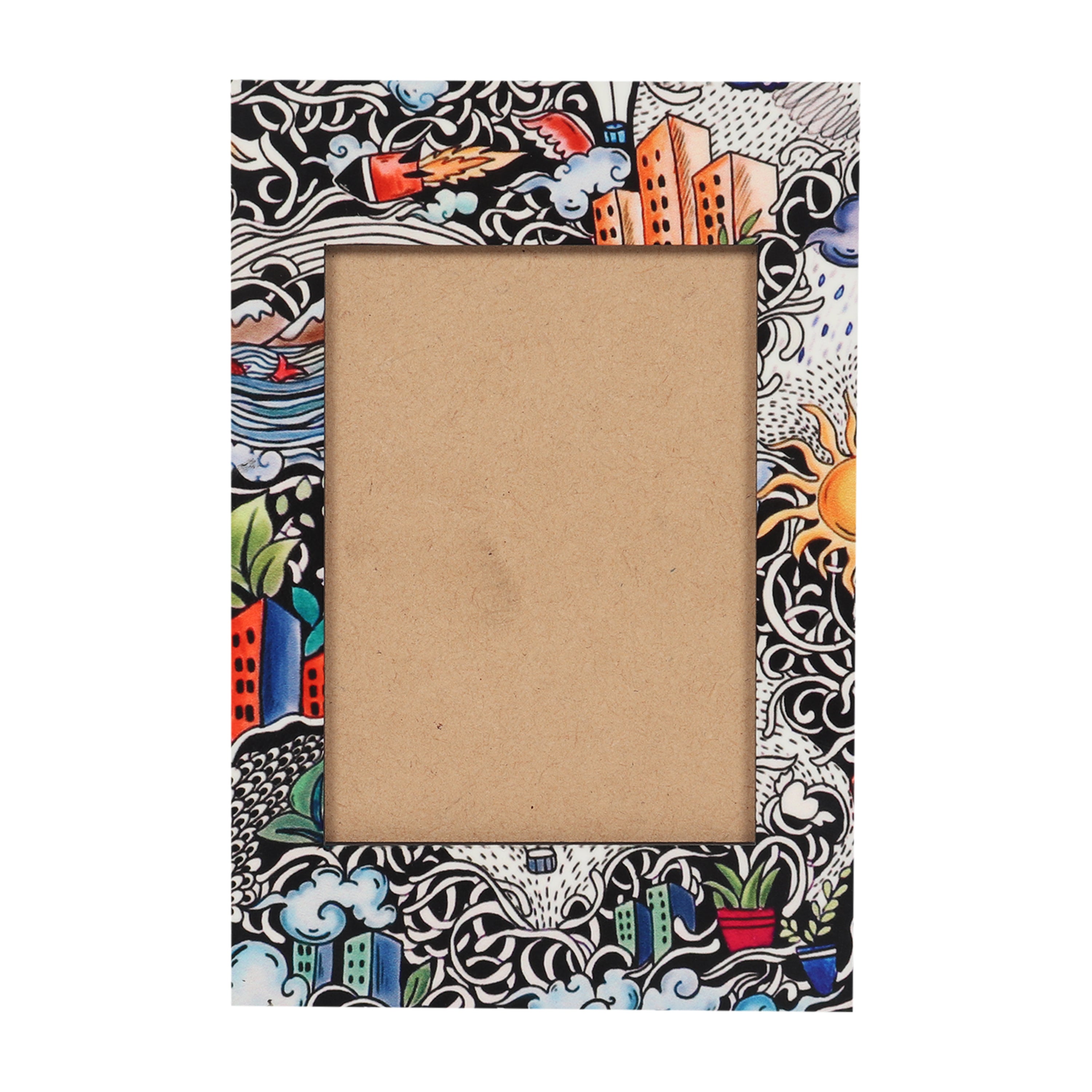 Magnetic Photo Frame - City Life Doodle
