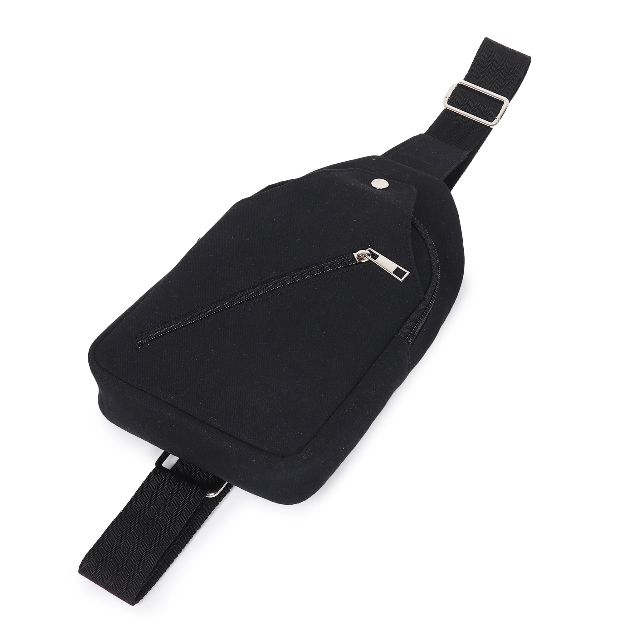 Classic Cotton Canvas Black Shoulder Bag