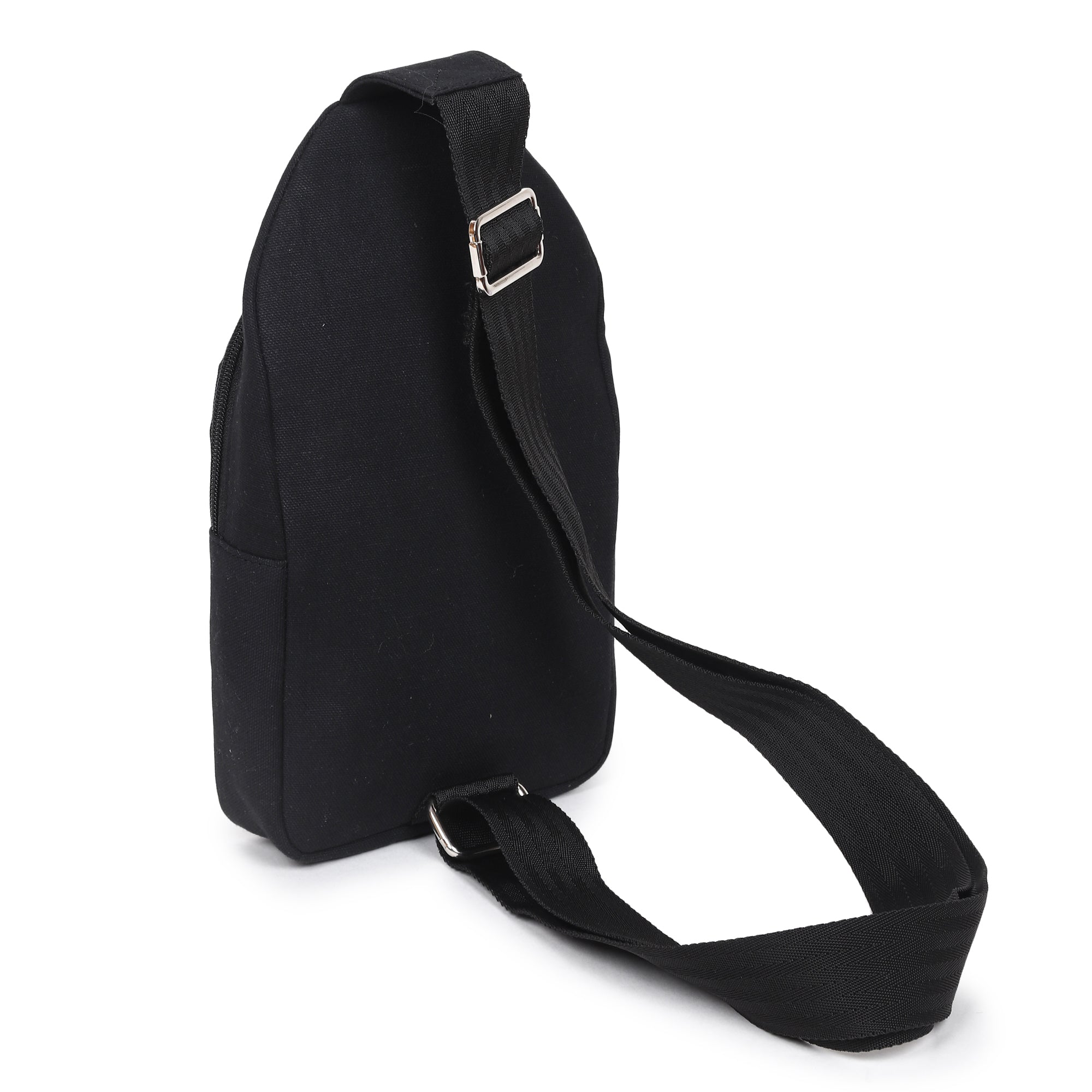 Classic Cotton Canvas Black Shoulder Bag
