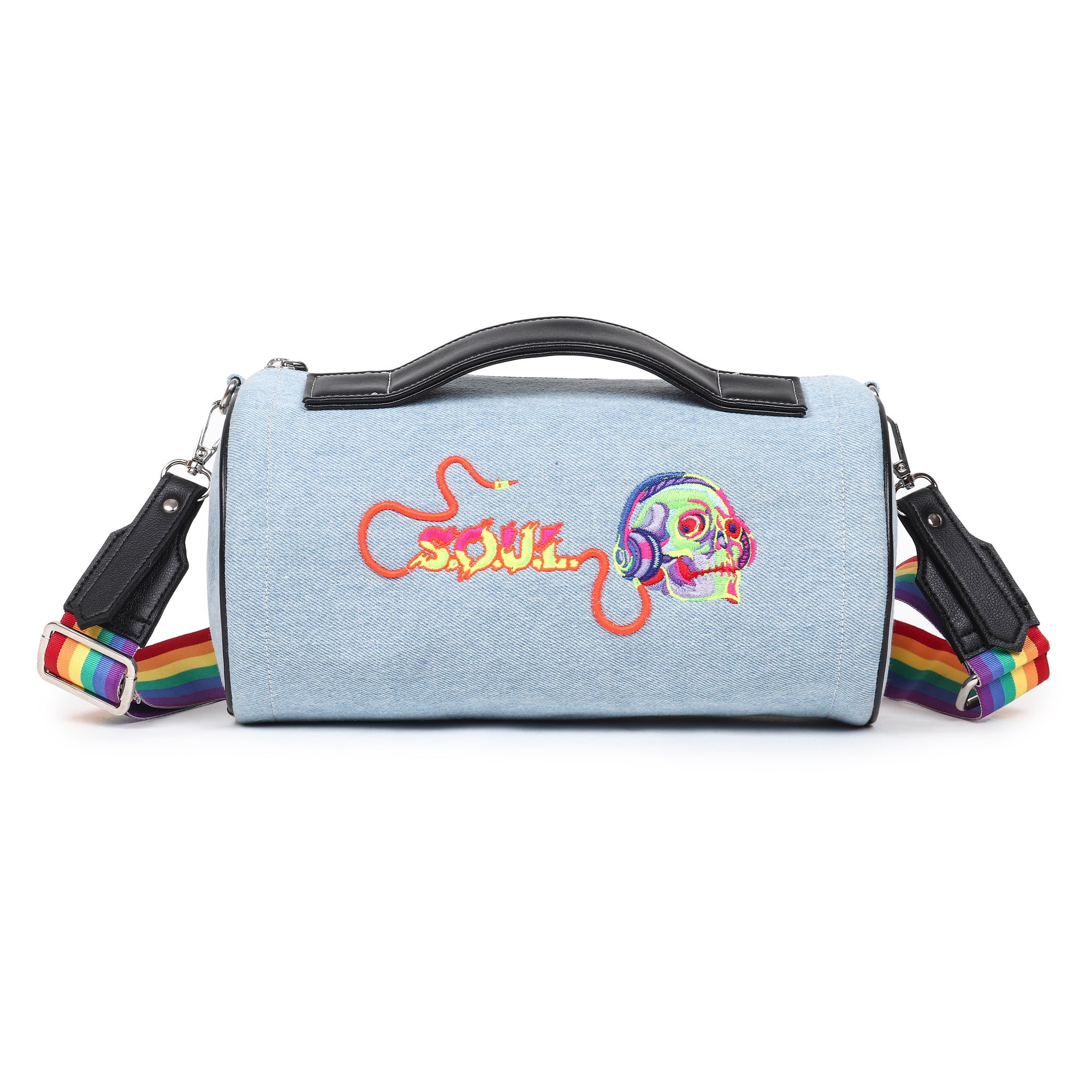 Denim Soul Embroidered Duffle Bag
