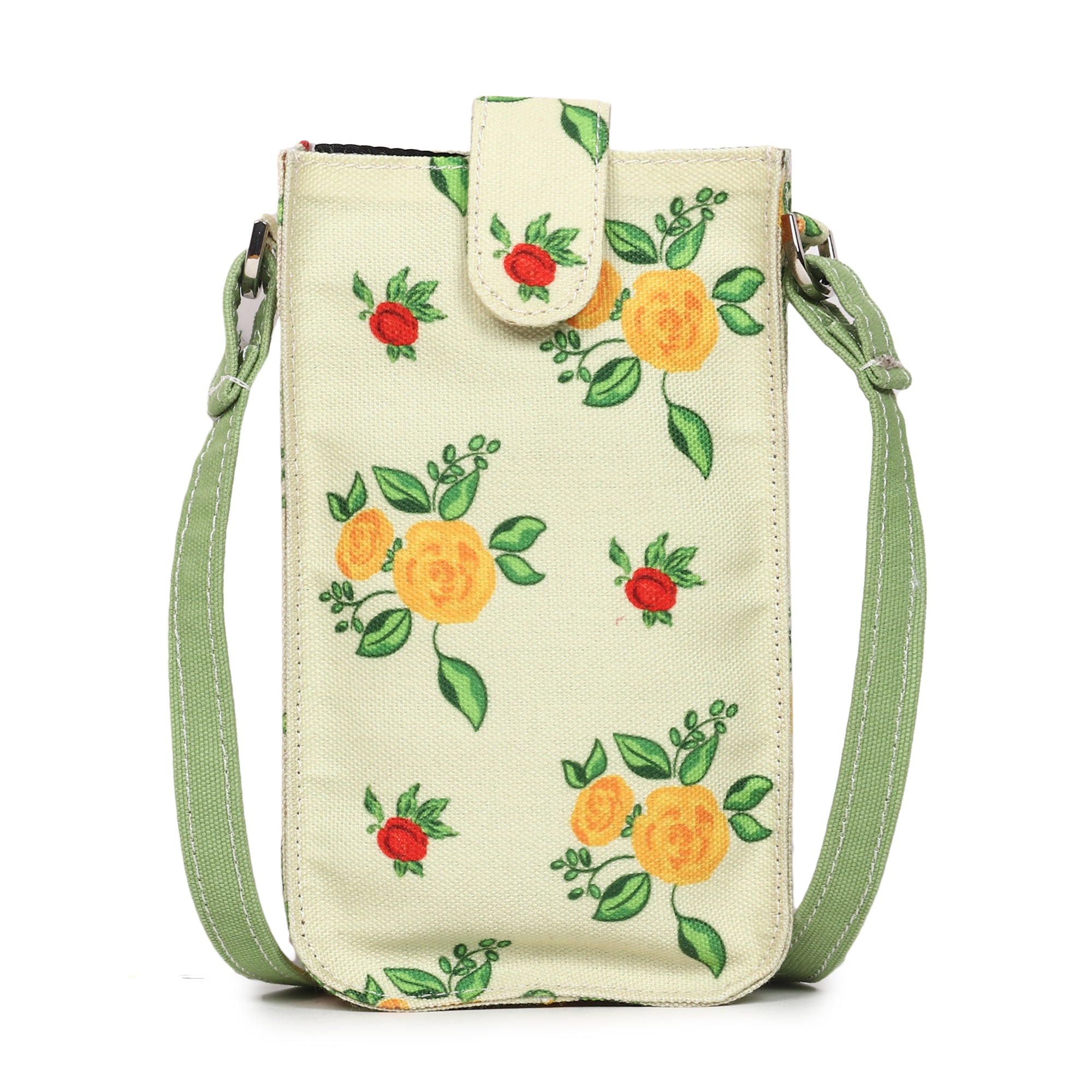 Poly Canvas Roses Printed Mobile Pouch