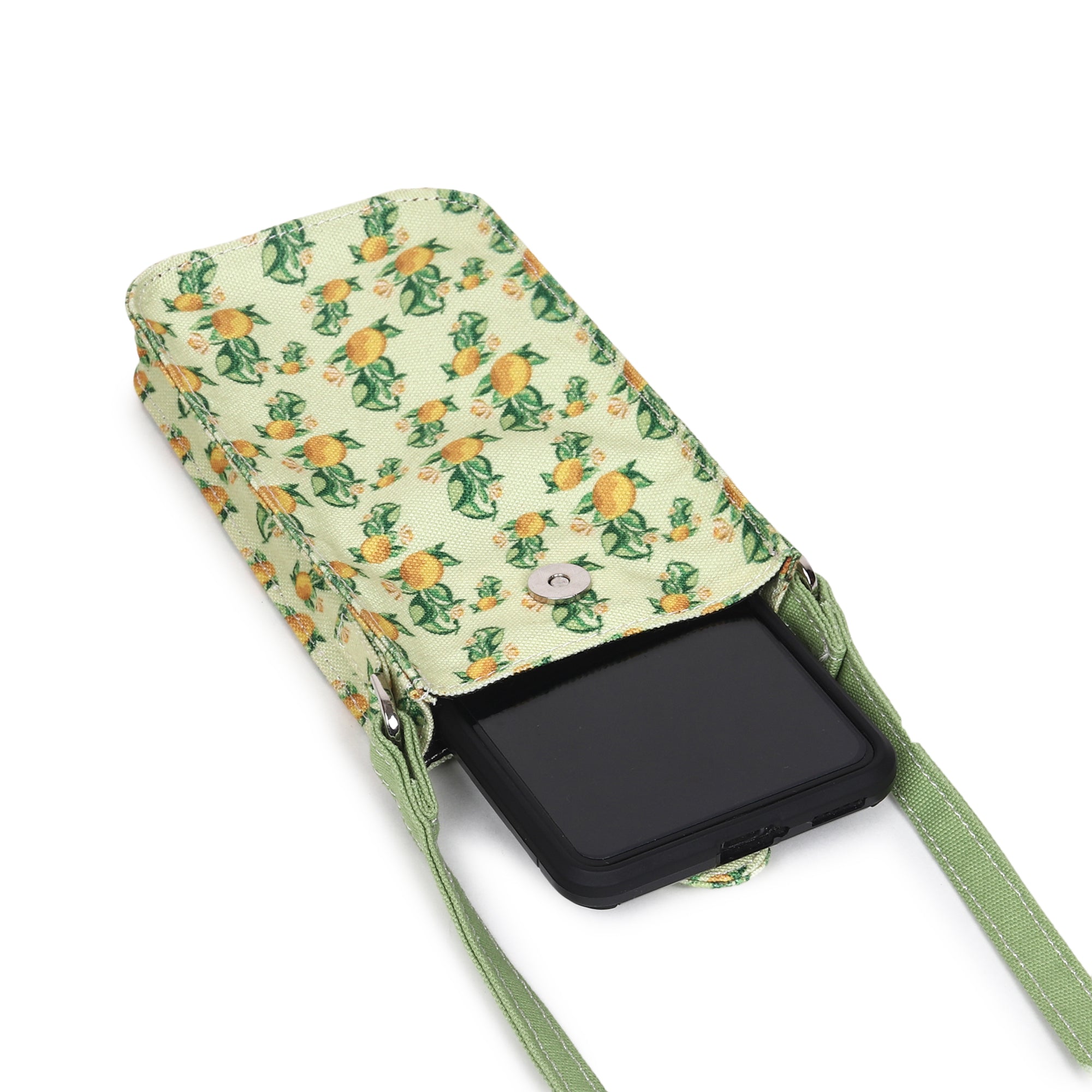 Poly Canvas Small Lemons Printed Mobile Pouch