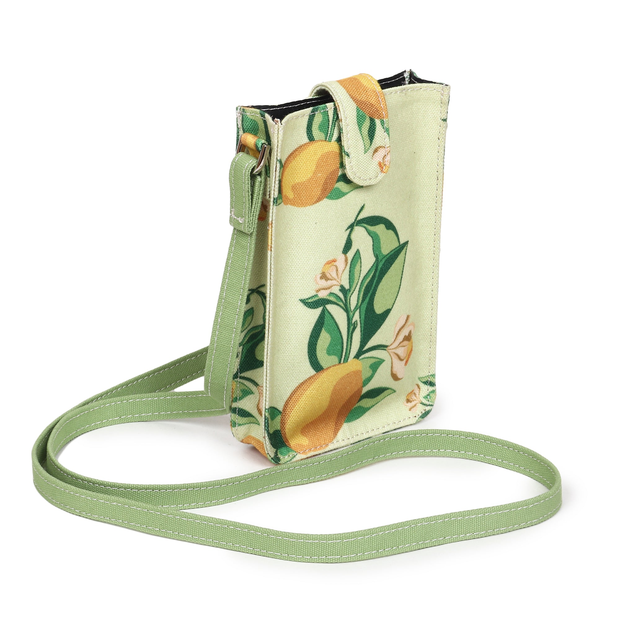 Poly Canvas Big Lemons Printed Mobile Pouch