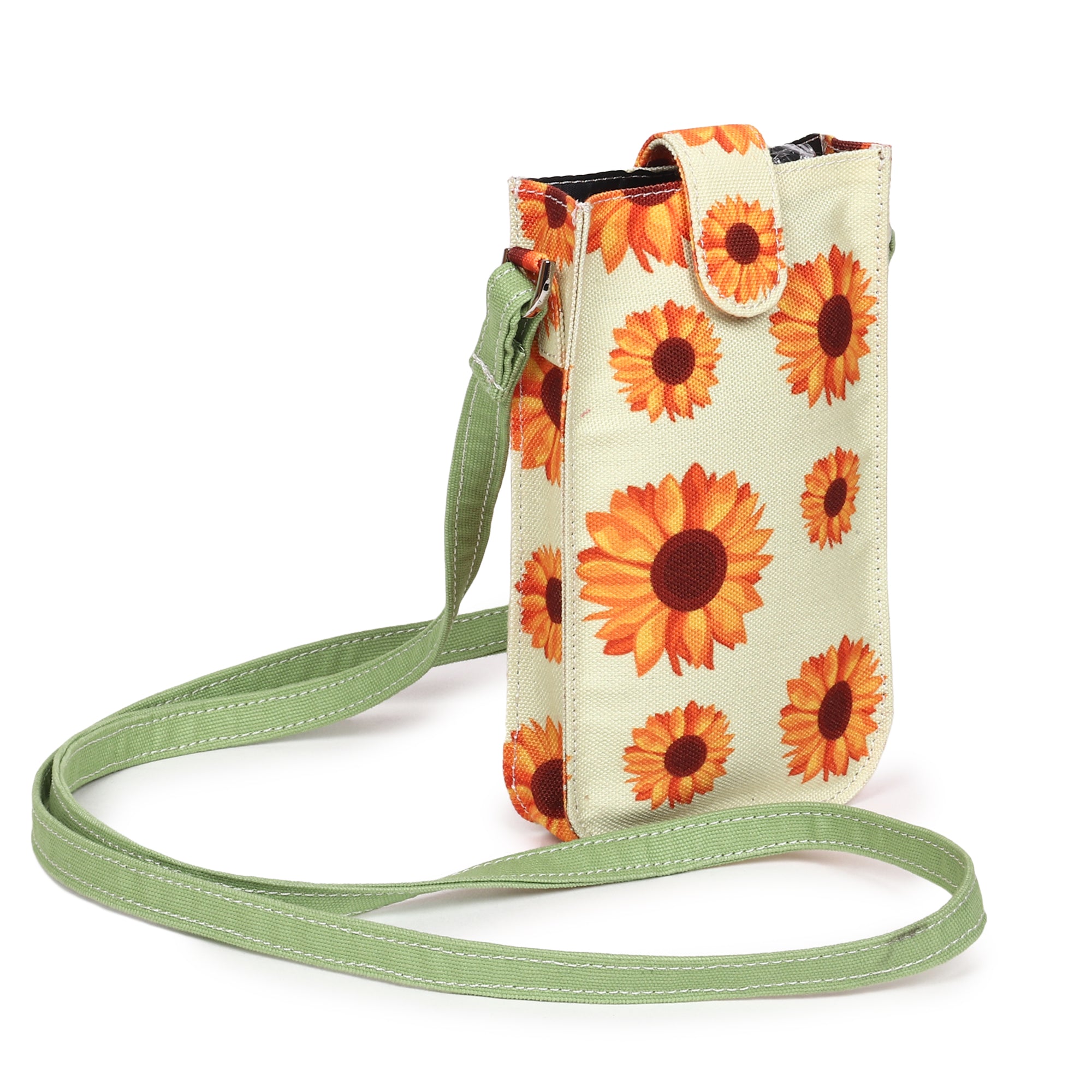 Poly Canvas Sunflower Printed Mobile Pouch