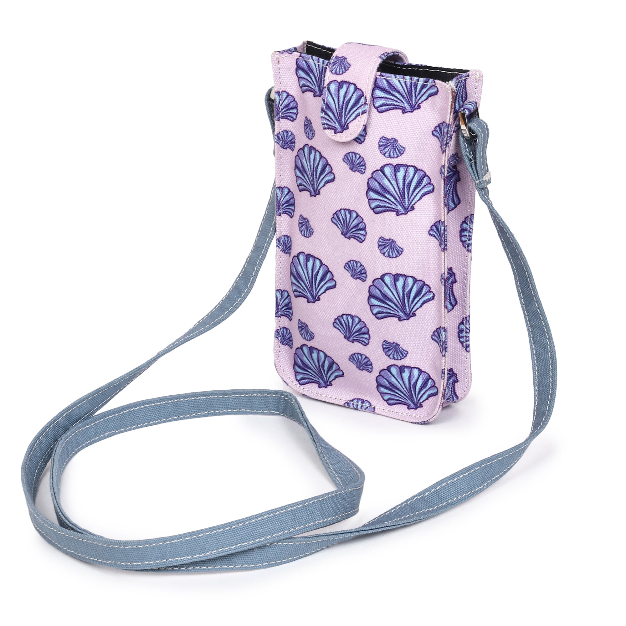 Poly Canvas Seashell Printed Mobile Pouch