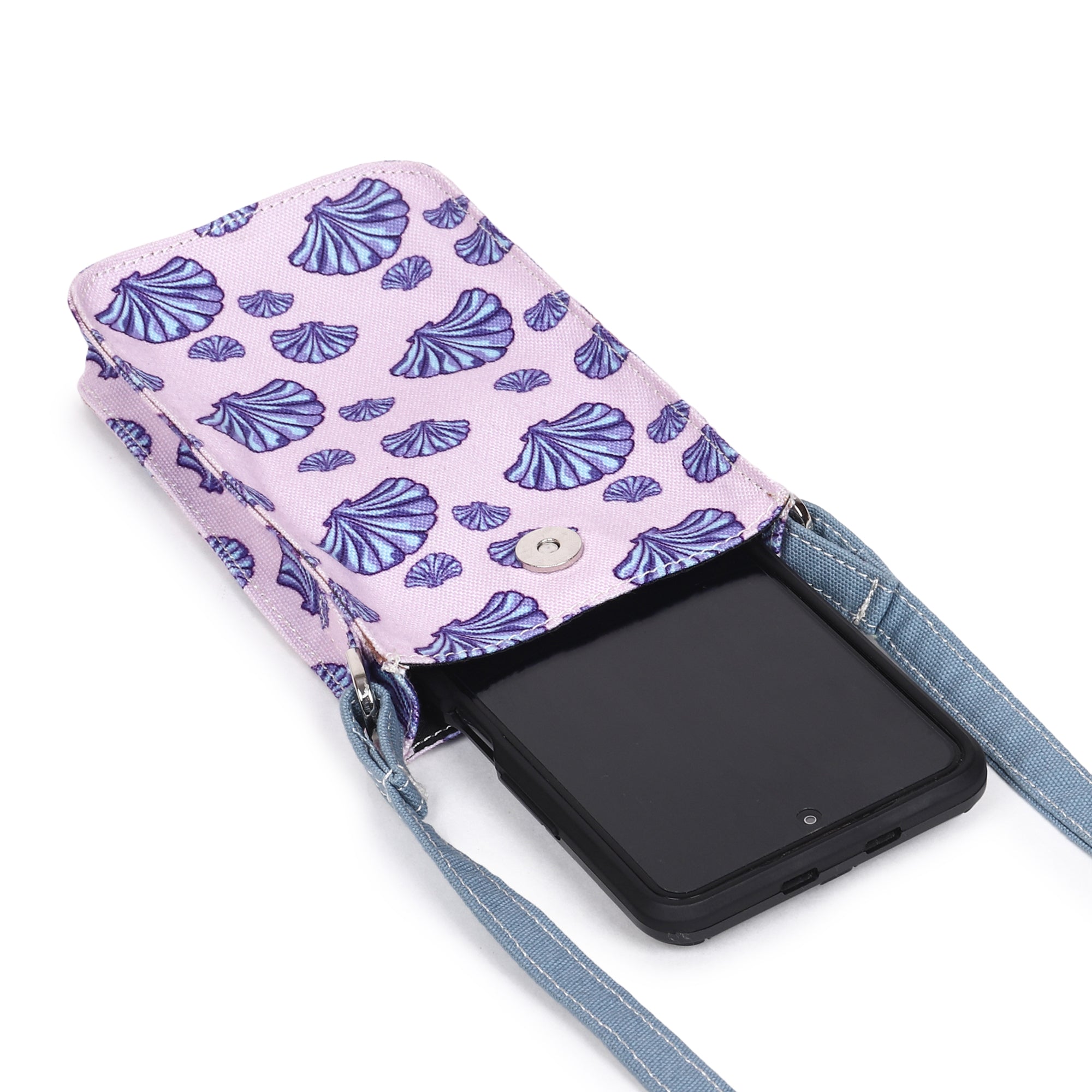 Poly Canvas Seashell Printed Mobile Pouch
