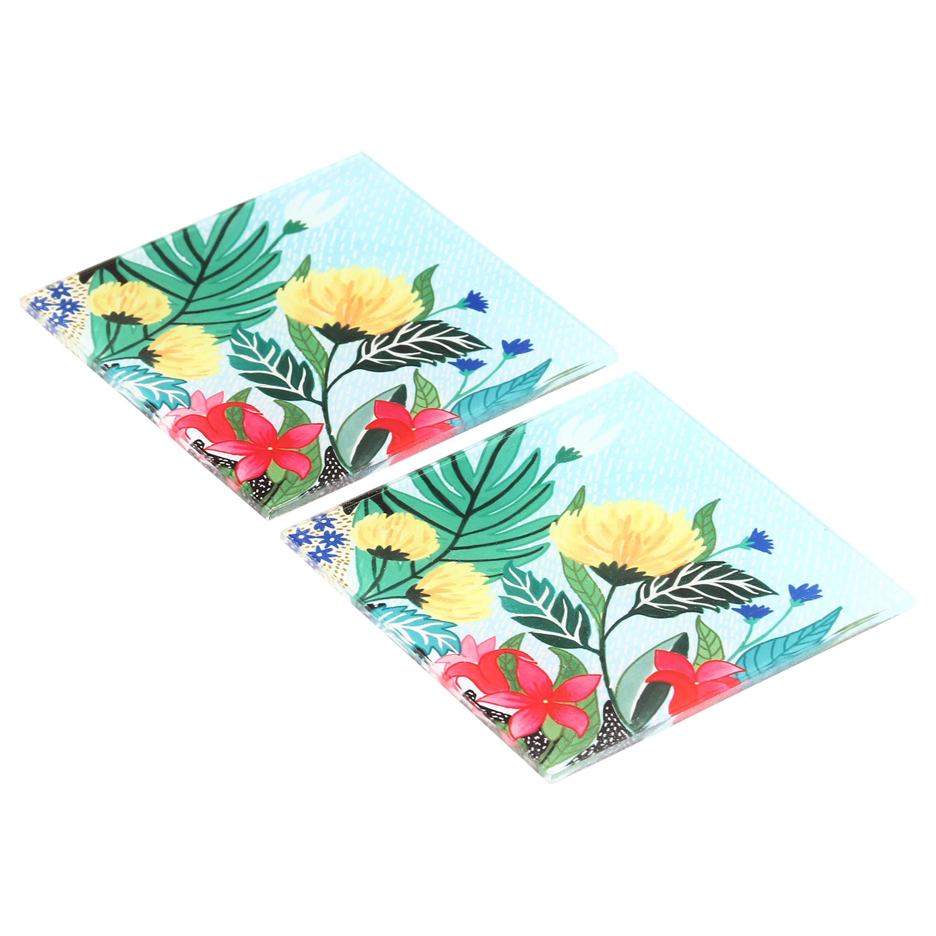 Glass Coasters (Set of 4) - Floral Fantasy