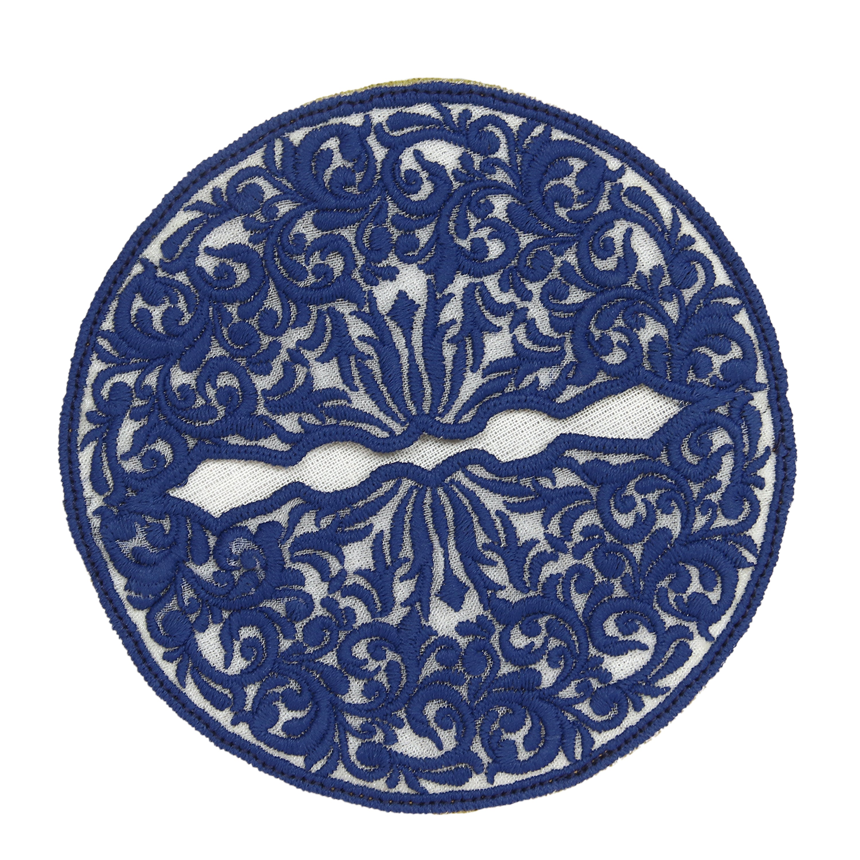 Wine Glass Embroidered Coaster - Classic Midnight Blue
