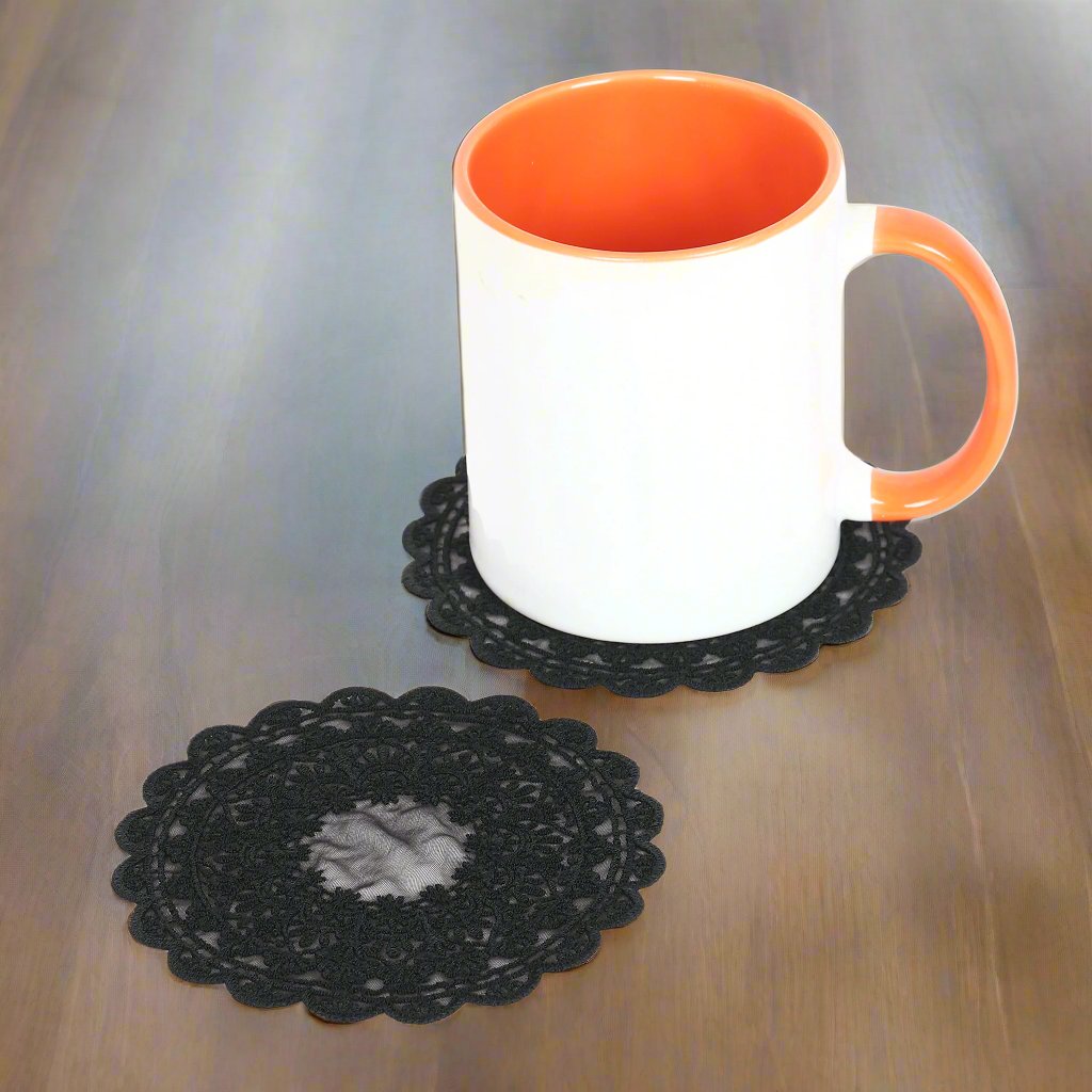 Embroidered Coaster - Black